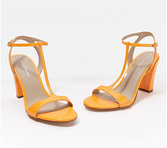 Marc Fisher Patent T-Strap Heeled Sandals - Toria - QVC.com