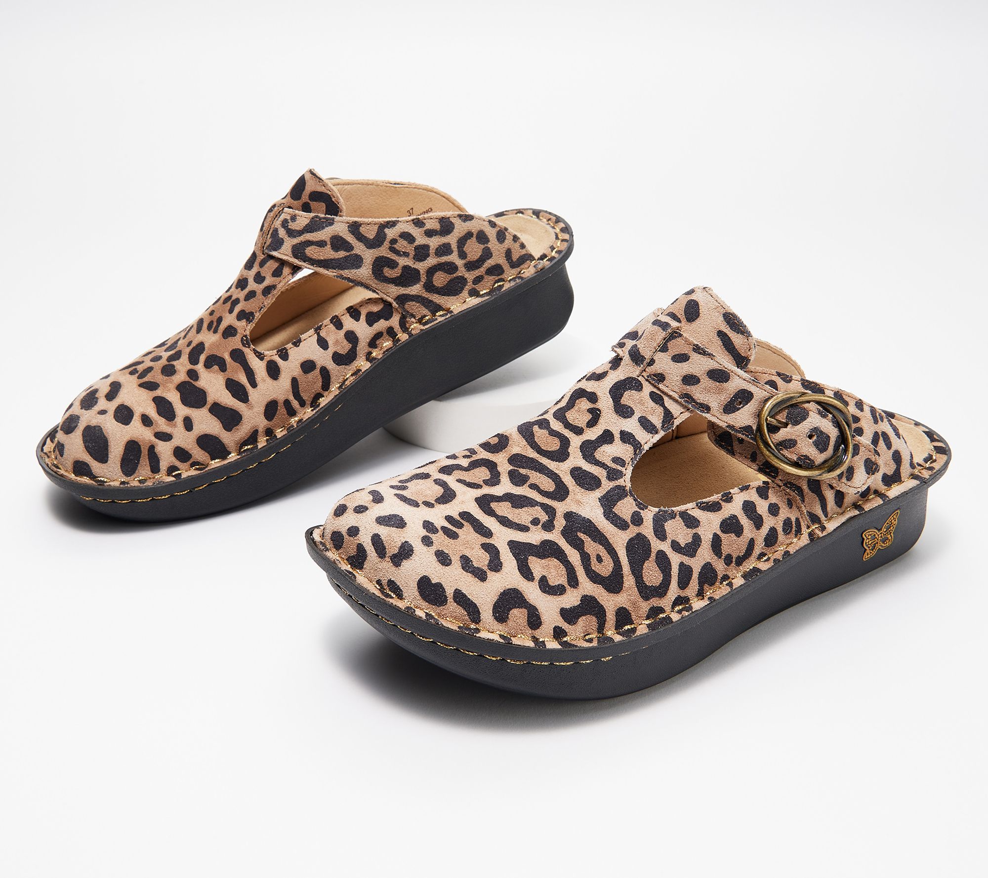 Alegria leopard best sale print clogs