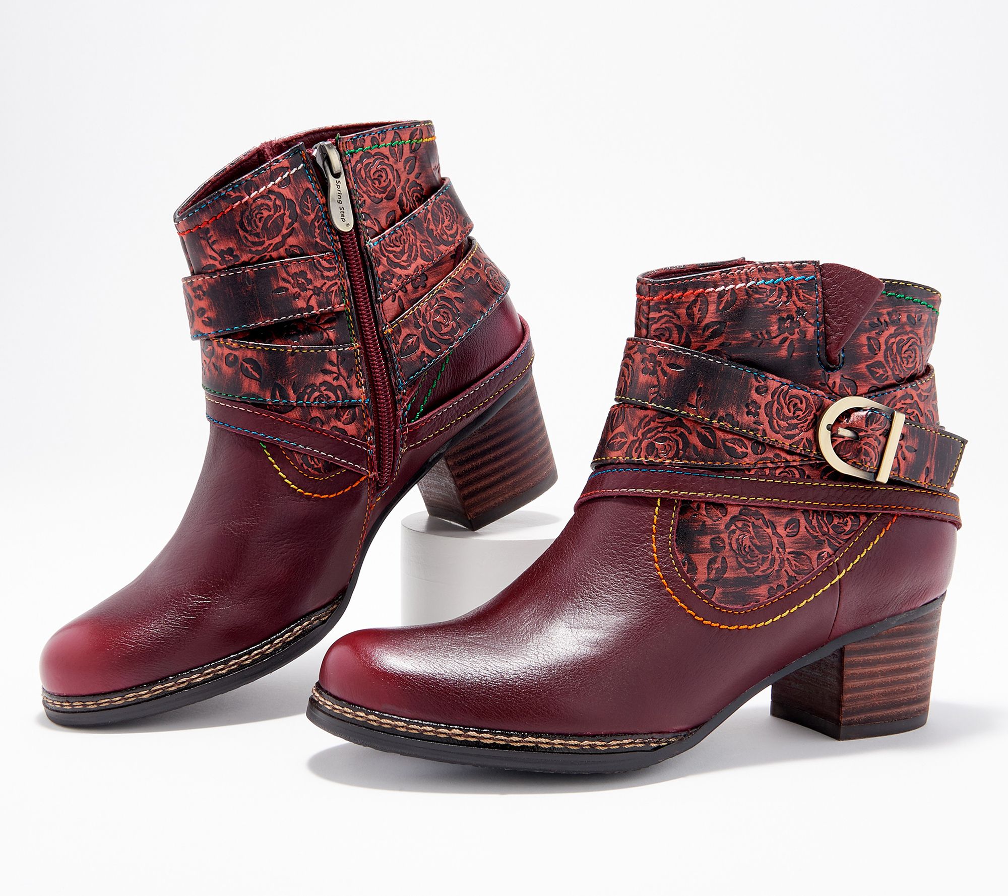 L'Artiste by Spring Step Leather Ankle Boots- Shazzam-Rose - QVC.com