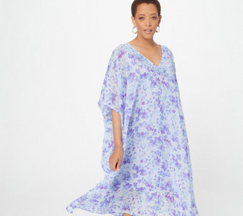 J Jason Wu Embroidered Floral Caftan with Beading and Sequin - A397017