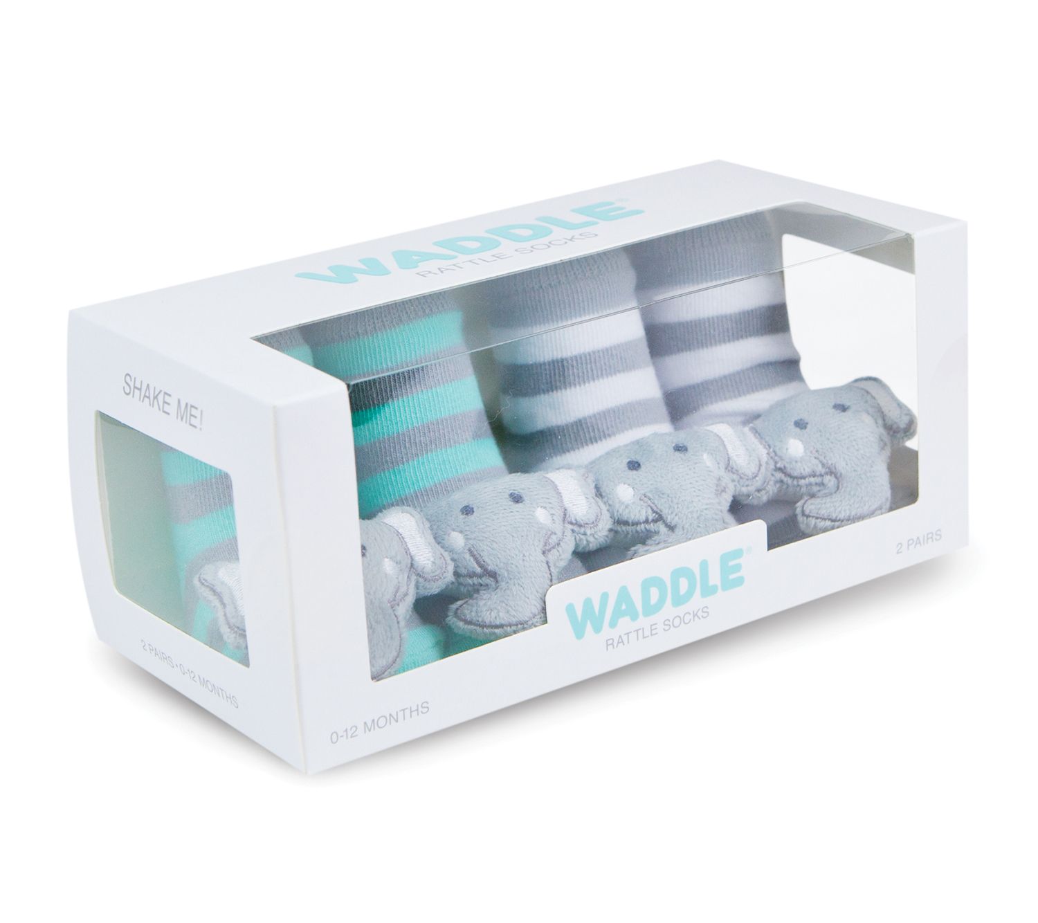 Waddle and Friends Two Pairs Elephant Baby Rattle Socks