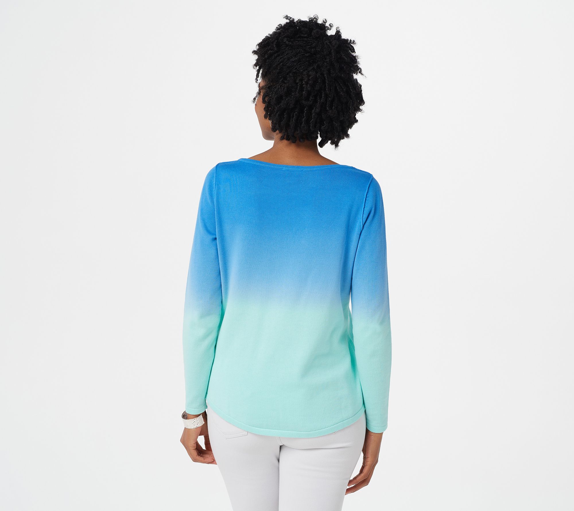 "As Is" Belle Beach by Kim Gravel Dip Dye Sweater with Raw Edges