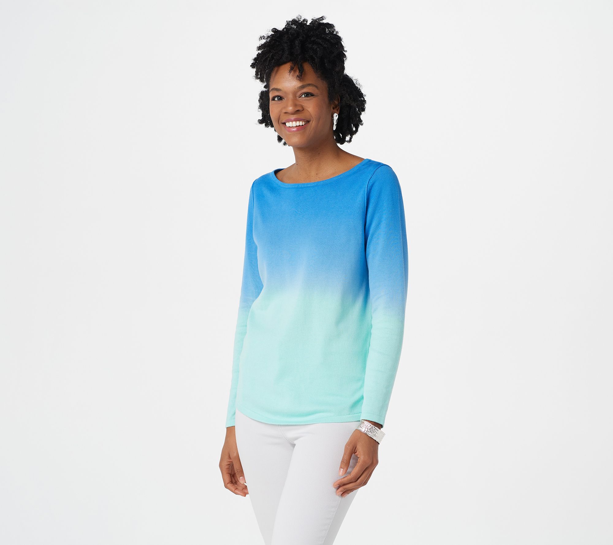 "As Is" Belle Beach by Kim Gravel Dip Dye Sweater with Raw Edges