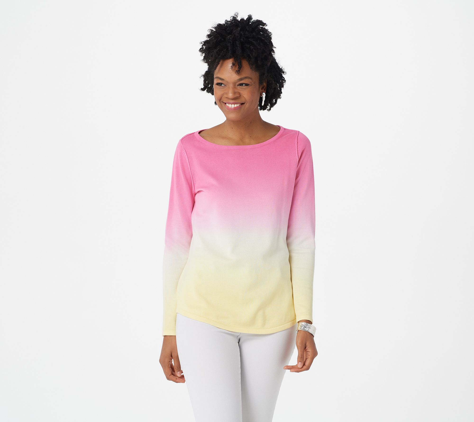 "As Is" Belle Beach by Kim Gravel Dip Dye Sweater with Raw Edges