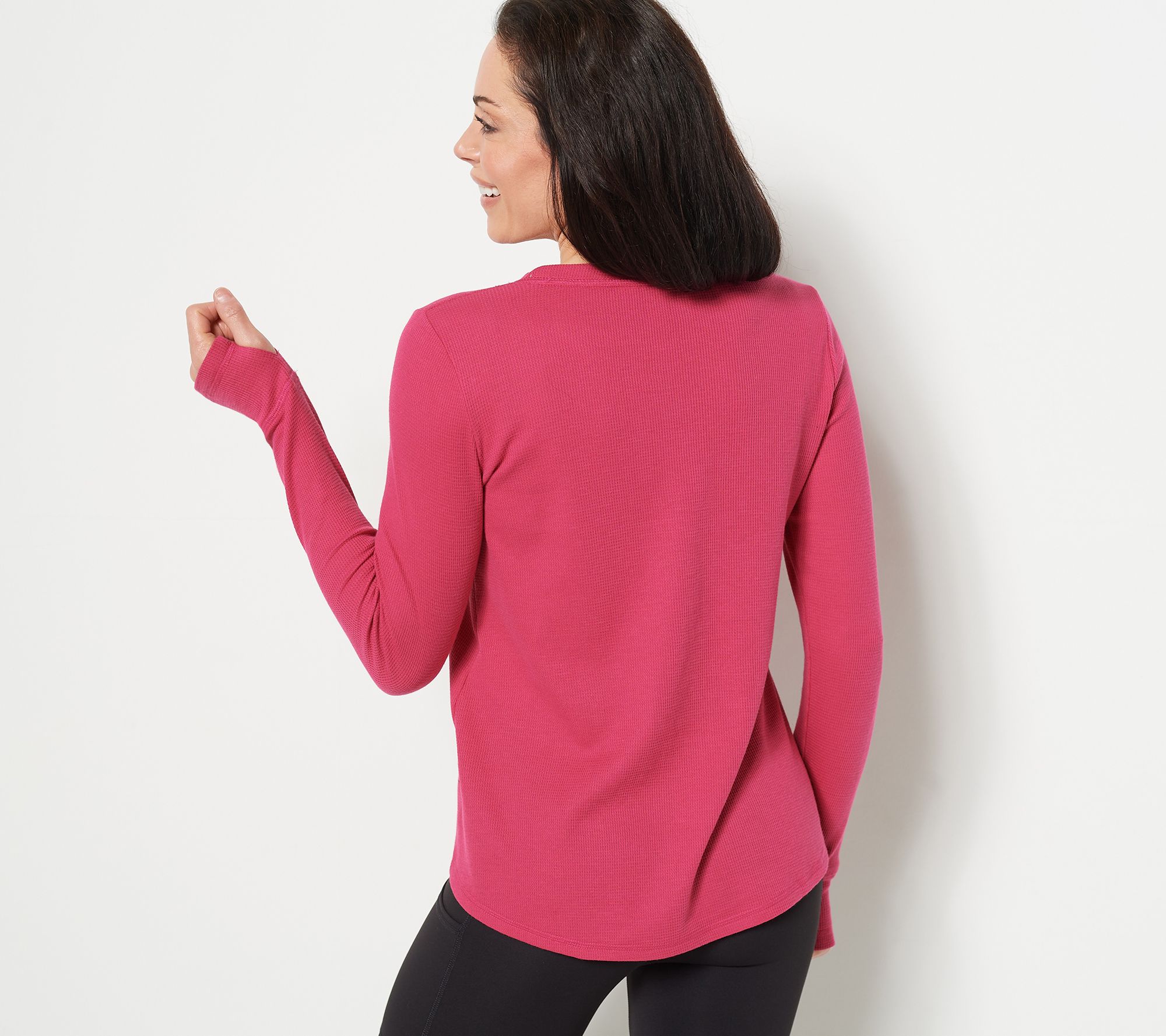 Susan Graver SG Sport Thermal Knit Top with Thumbhole Detail - QVC