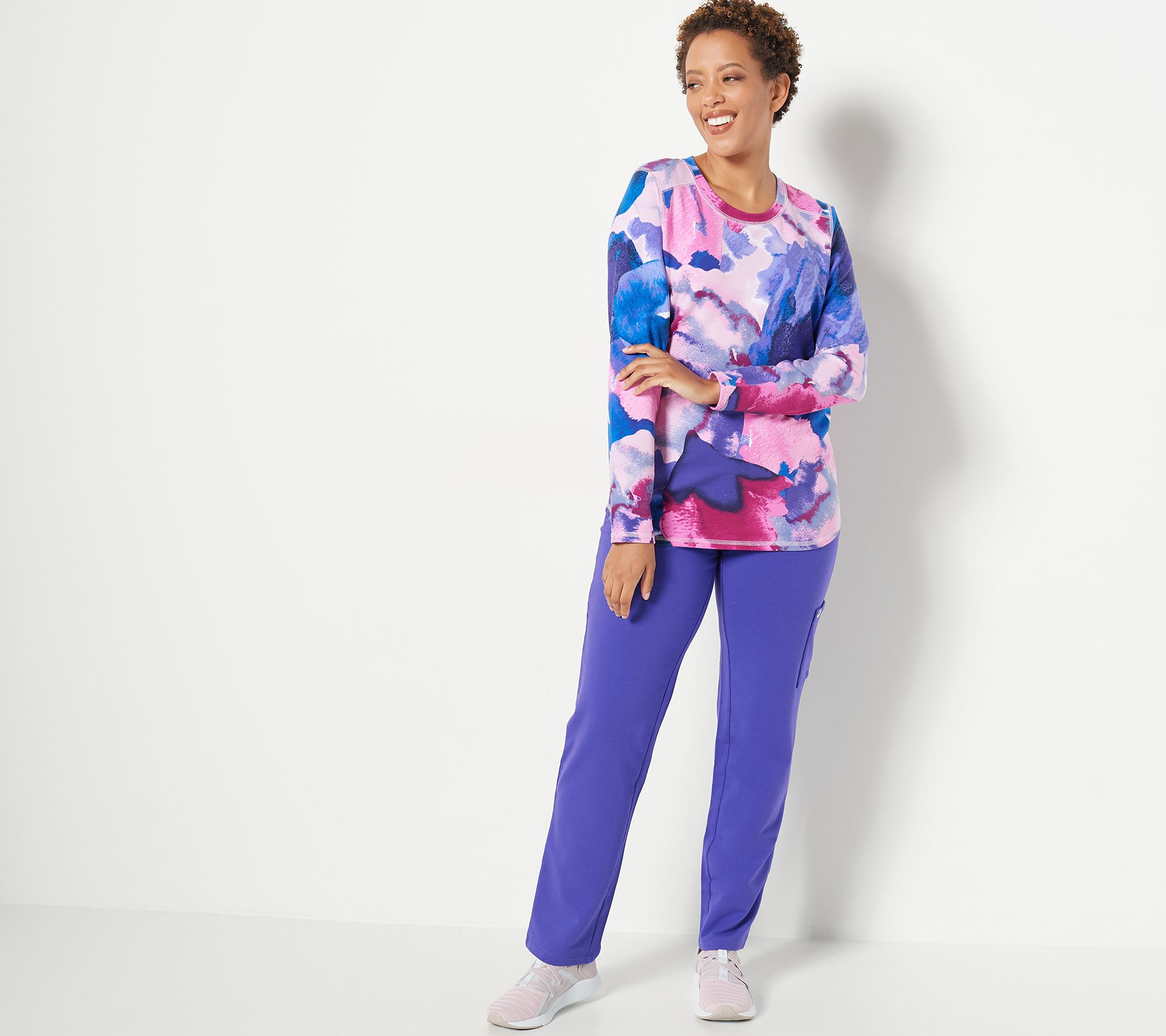 Sport Savvy French Terry Multi-Colored Top - QVC.com