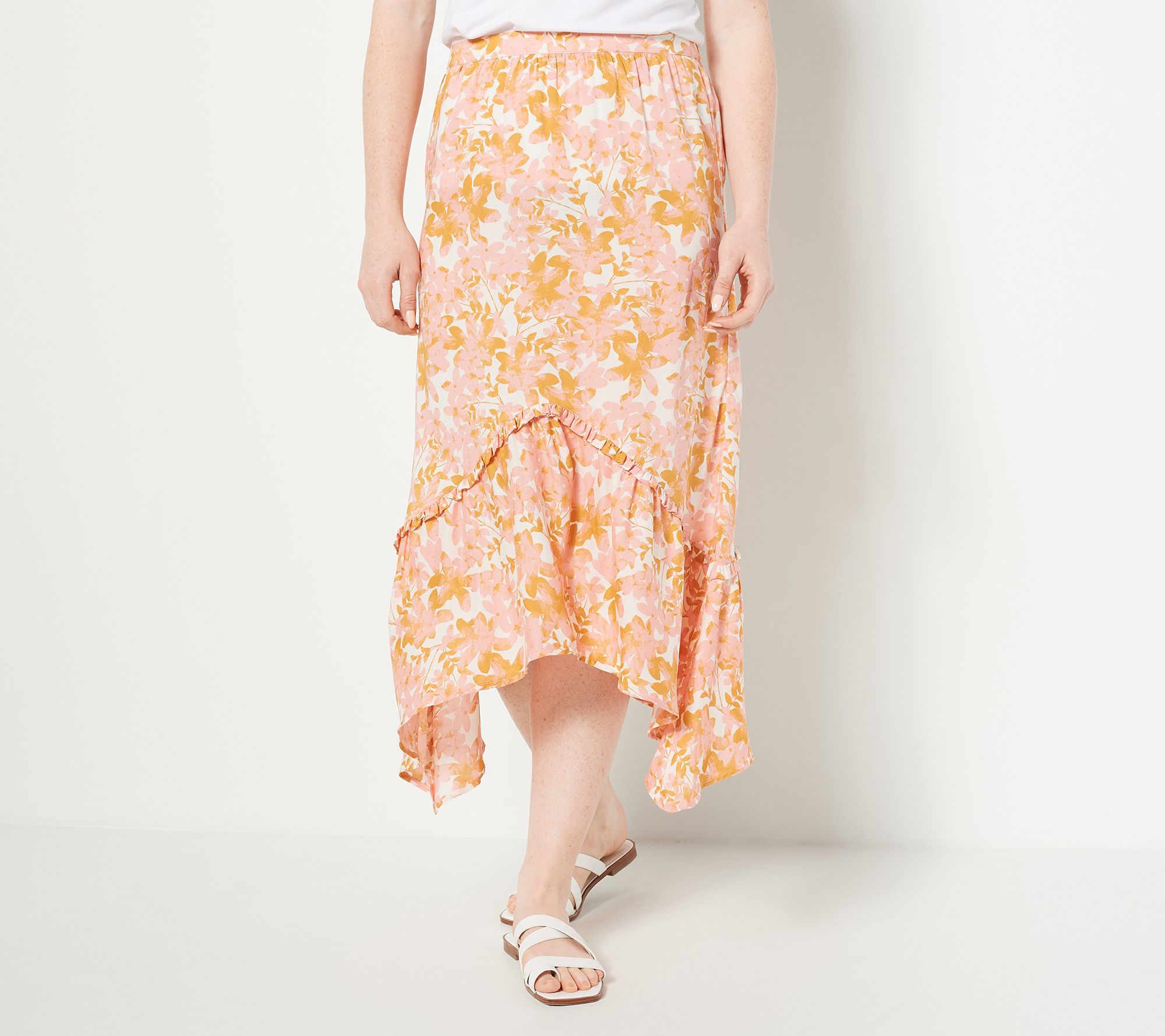 Candace Cameron Bure Regular Printed Sharkbite Hem Pull-On Skirt