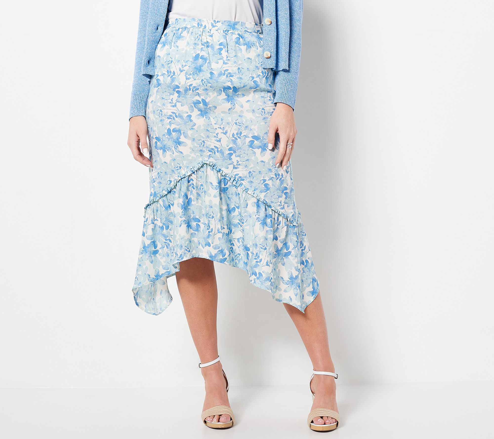 Candace Cameron Bure Regular Printed Sharkbite Hem Pull-On Skirt