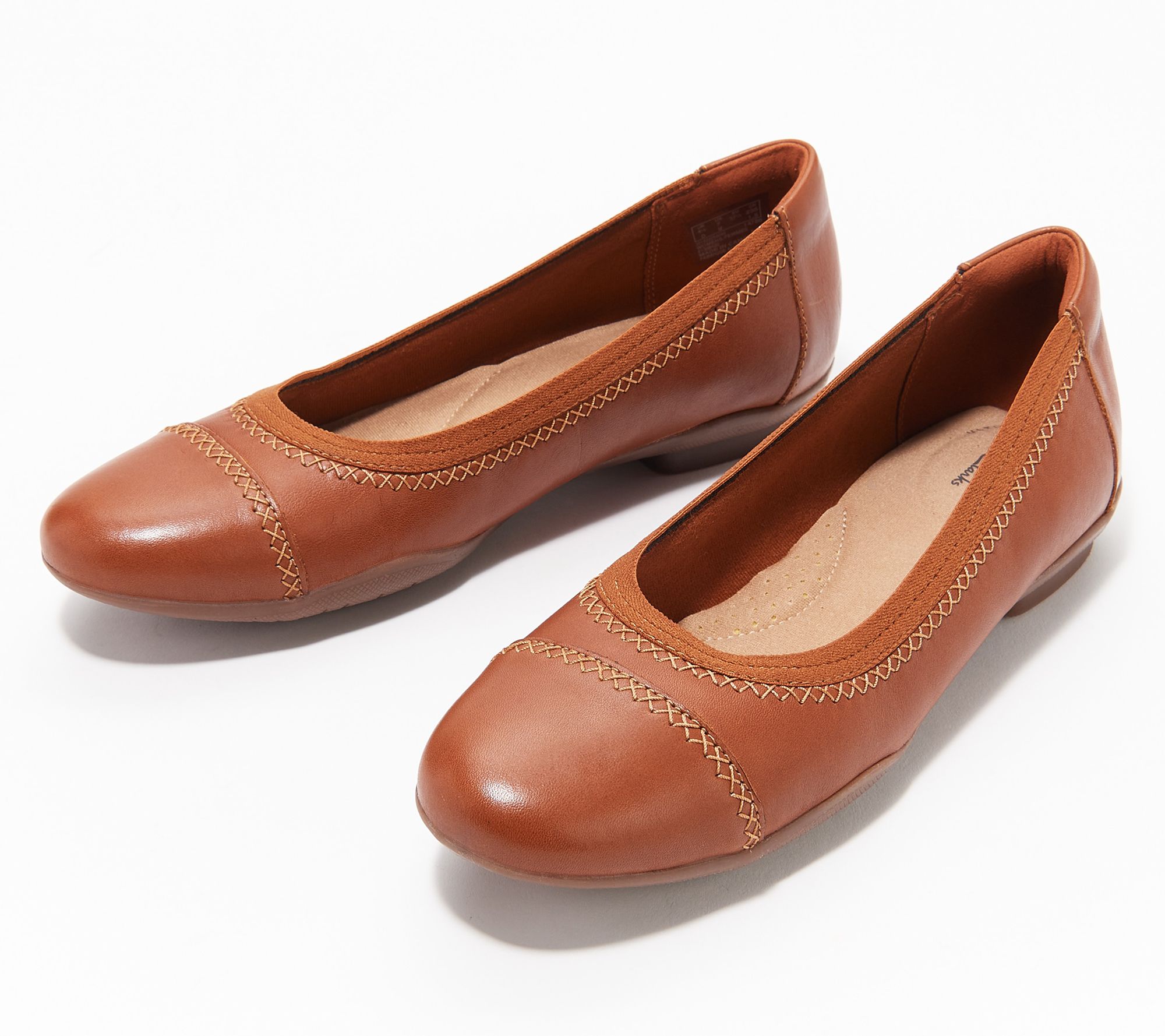 As Clarks Collection Leather Ballet Flats Sara QVC.com