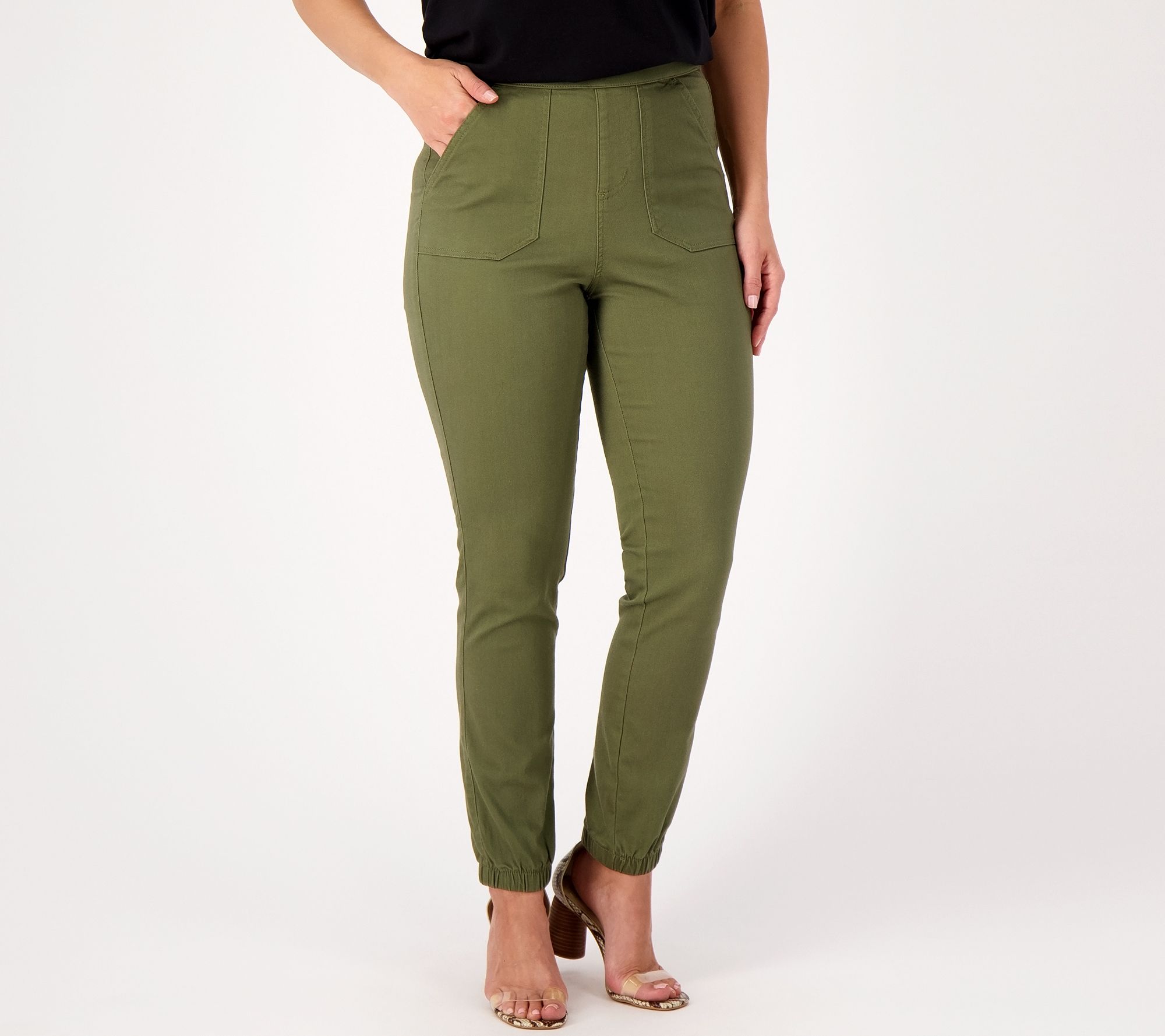 Belle by Kim Gravel Regular Twill TripleLuxe Pull-On Joggers - QVC.com