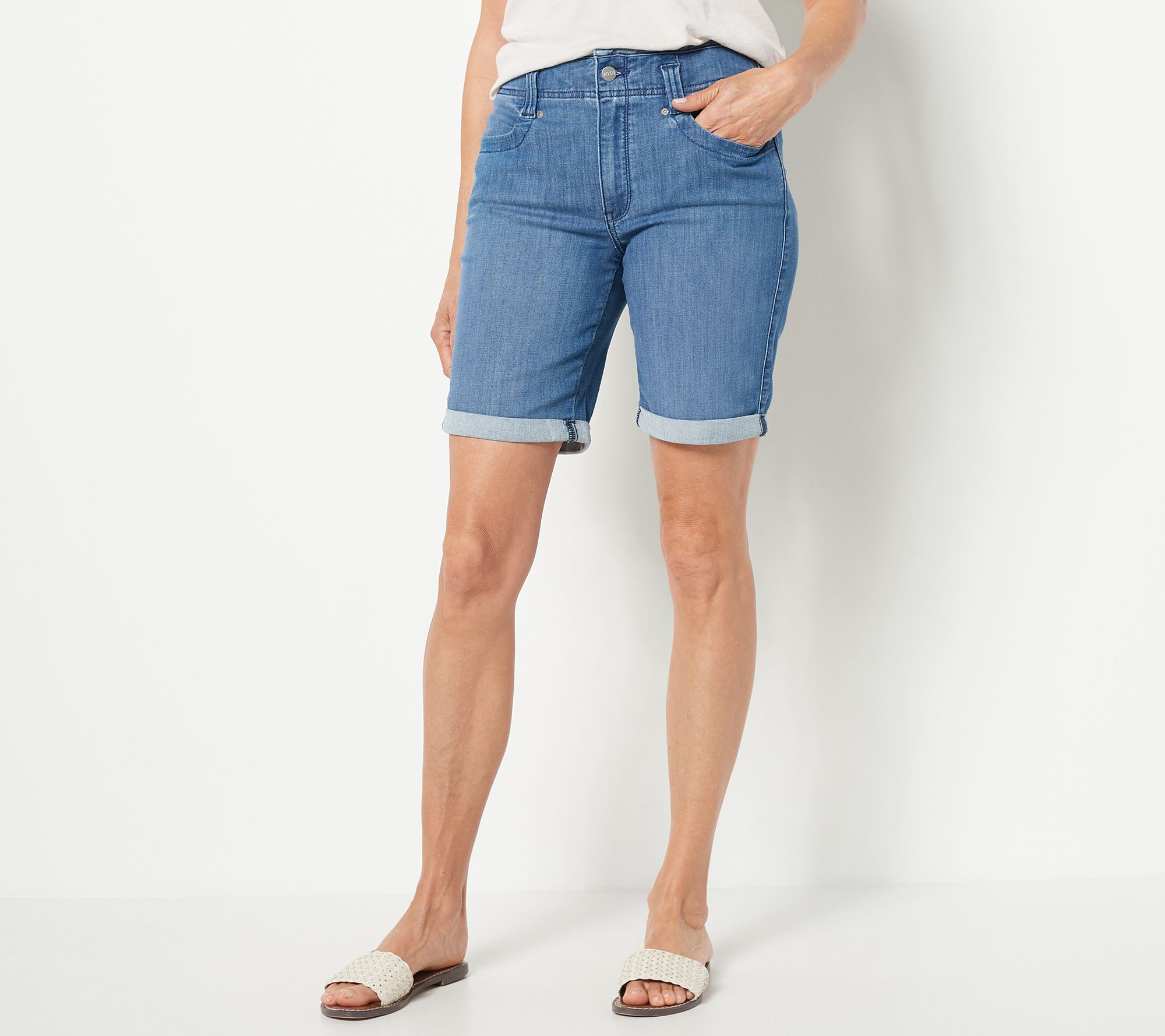 NYDJ Higher Rise Lightweight Denim Ella Shorts- Lavish