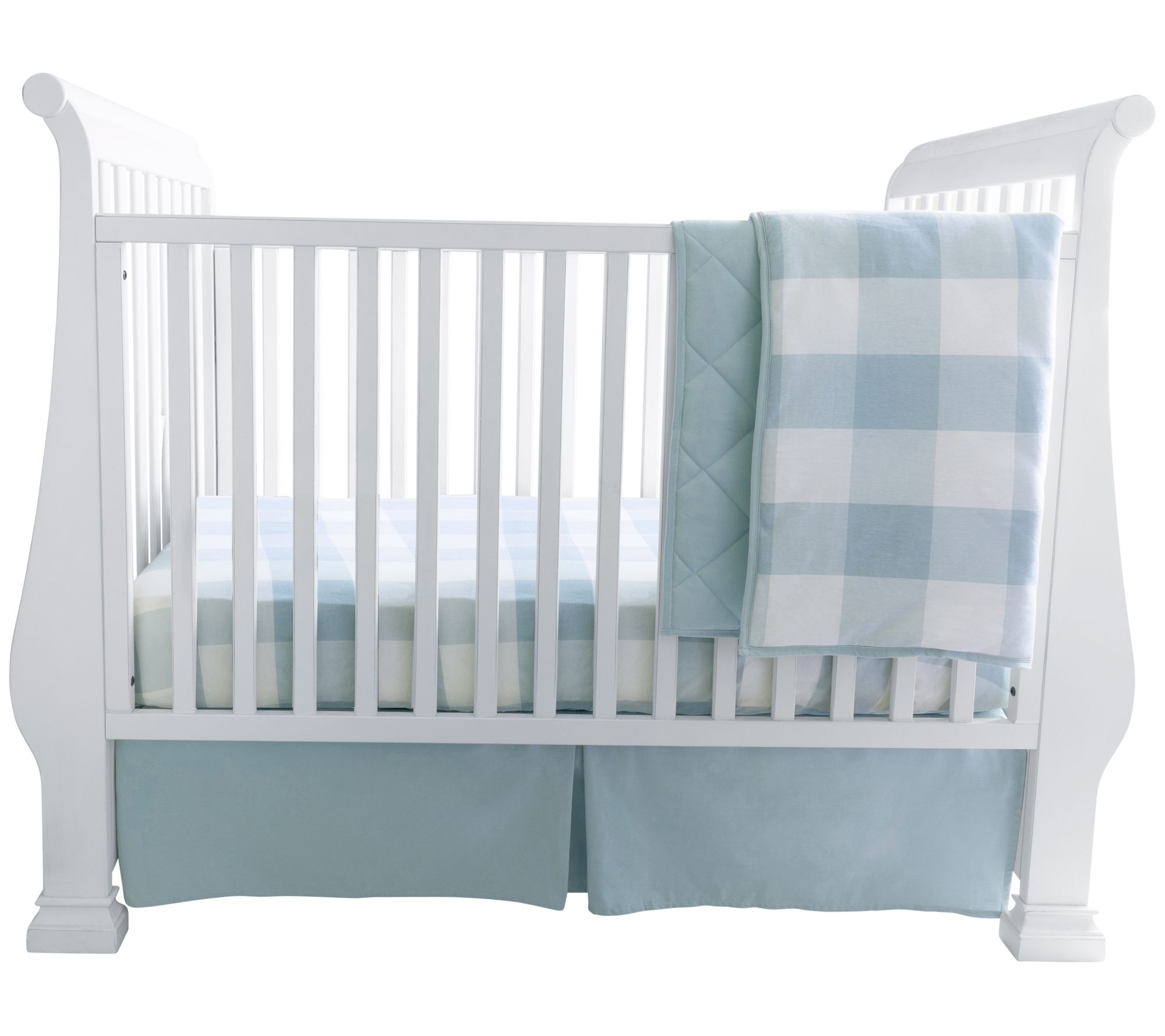 blue gingham crib sheet