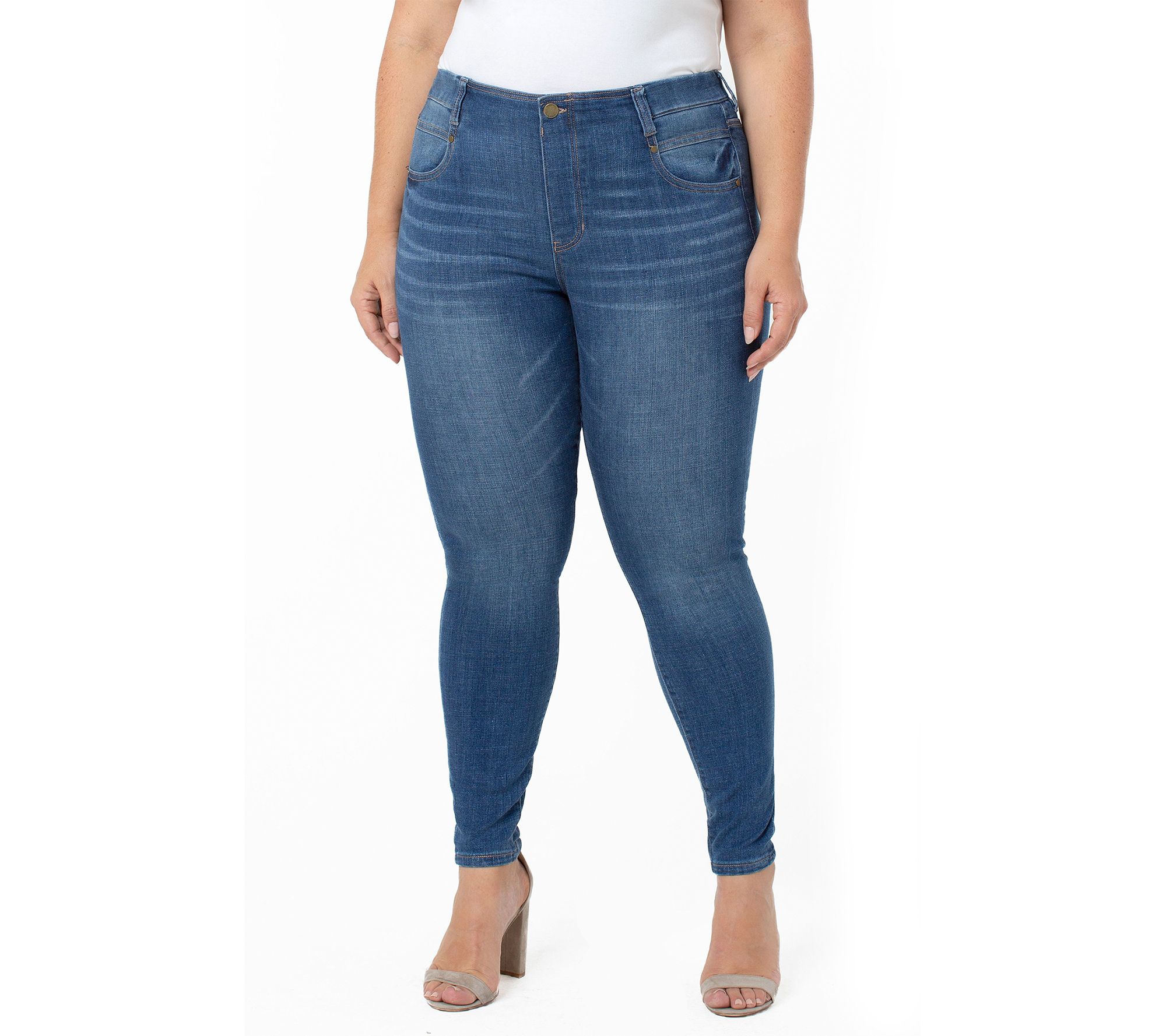 Liverpool Gia Glider Skinny Pull-On CrosshatchJeans - QVC.com
