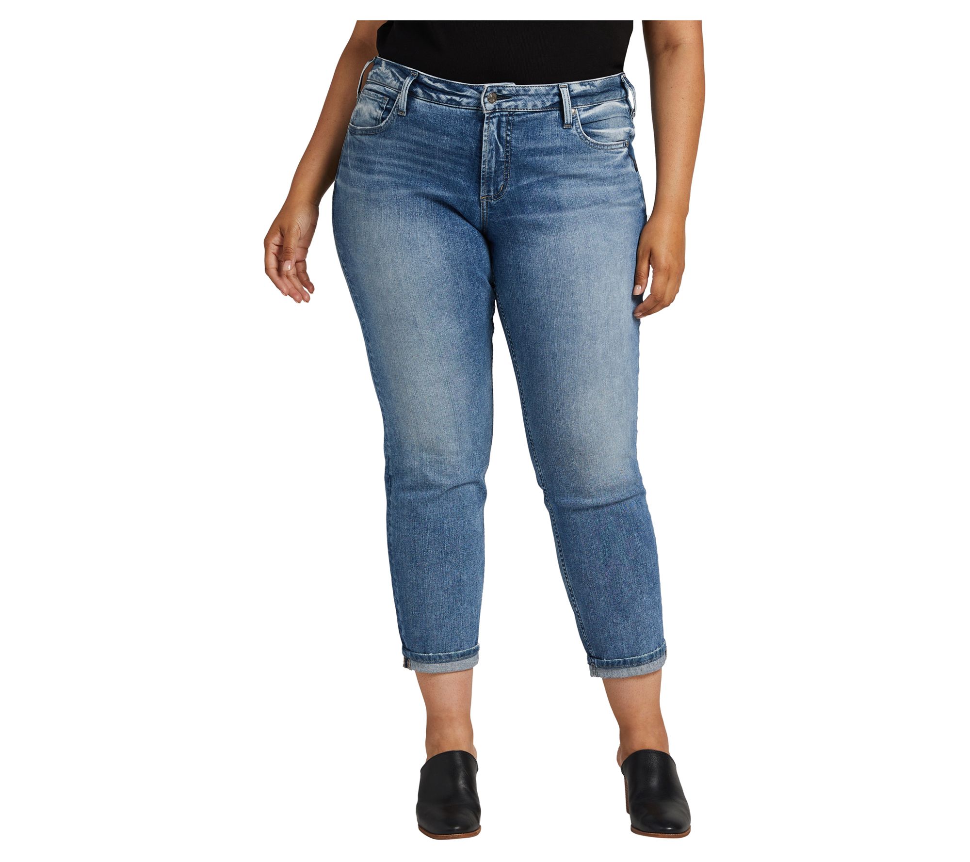 Silver Jeans Co. Plus Size Boyfriend Slim Leg J eans -SJL267 - QVC.com