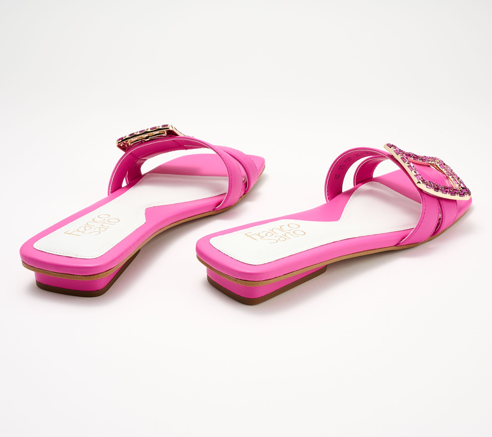 Franco Sarto Leather Buckle Slide Sandals - Nalani - QVC.com