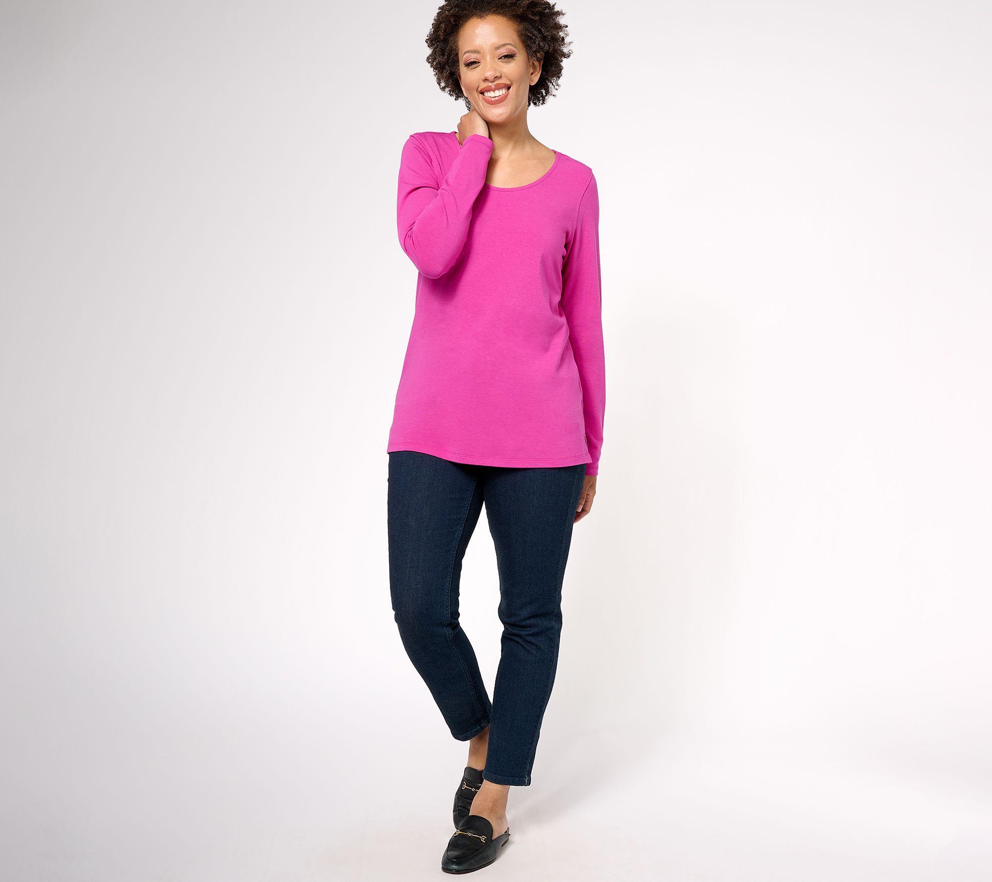 Belle by Kim Gravel Primabelle Long Sleeve Scoop Neck Top - QVC.com