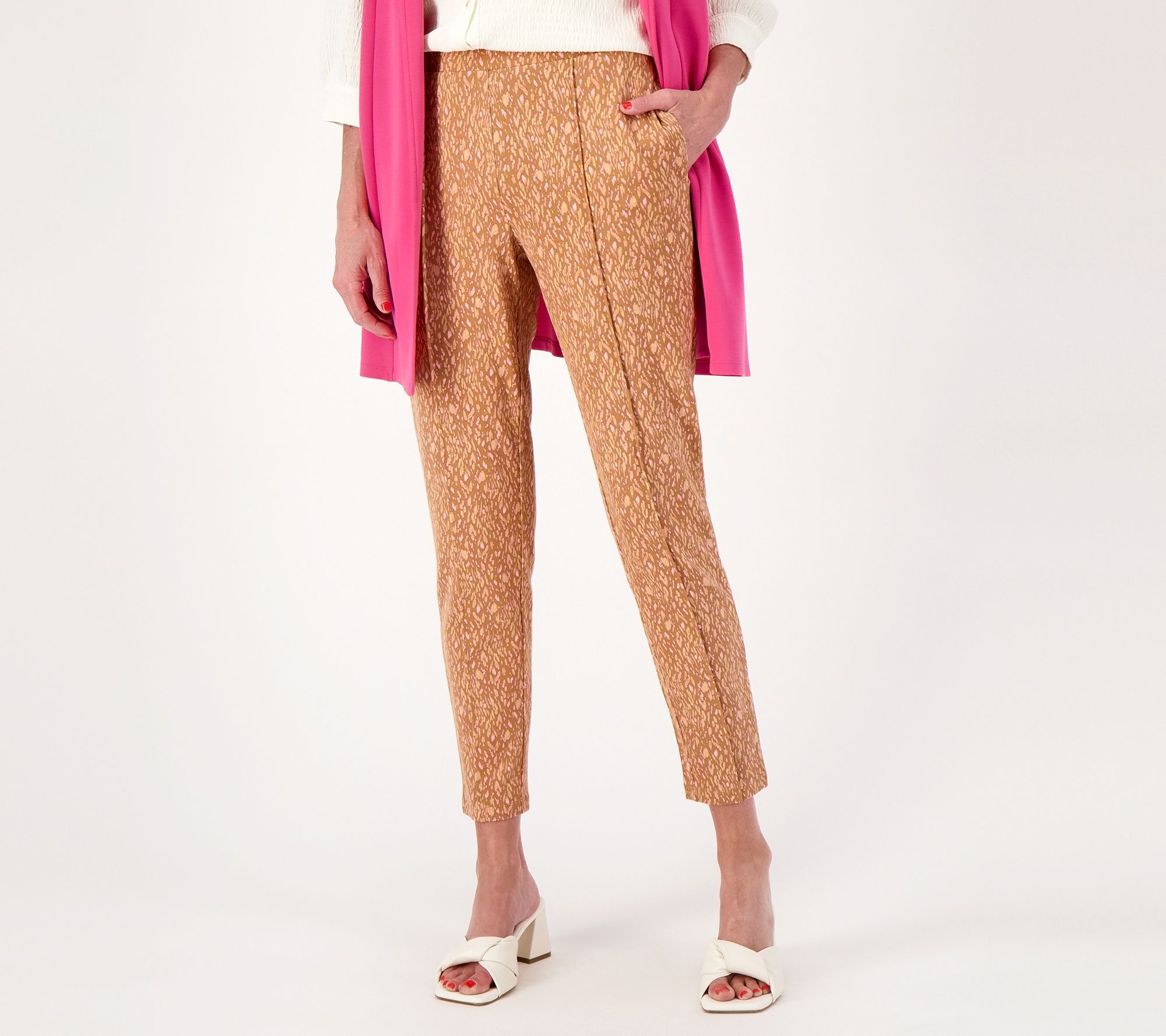 Isaac Mizrahi Live! Petite Printed Ponte Knit Slim-Leg Pants
