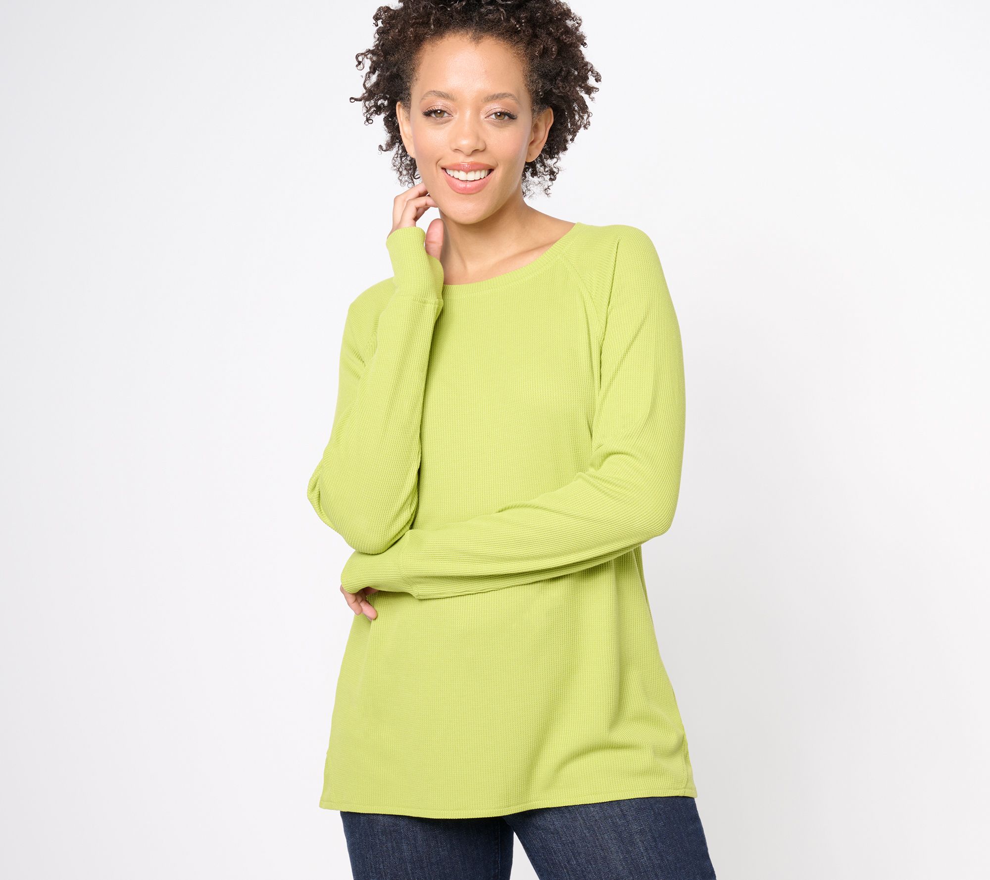 Belle by Kim Gravel Silky Waffle Ballet Neck Seamed Top