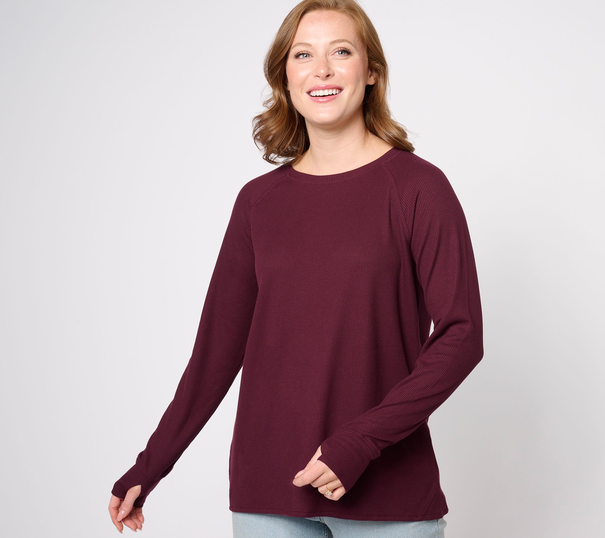 Belle by Kim Gravel Silky Waffle Ballet Neck Seamed Top