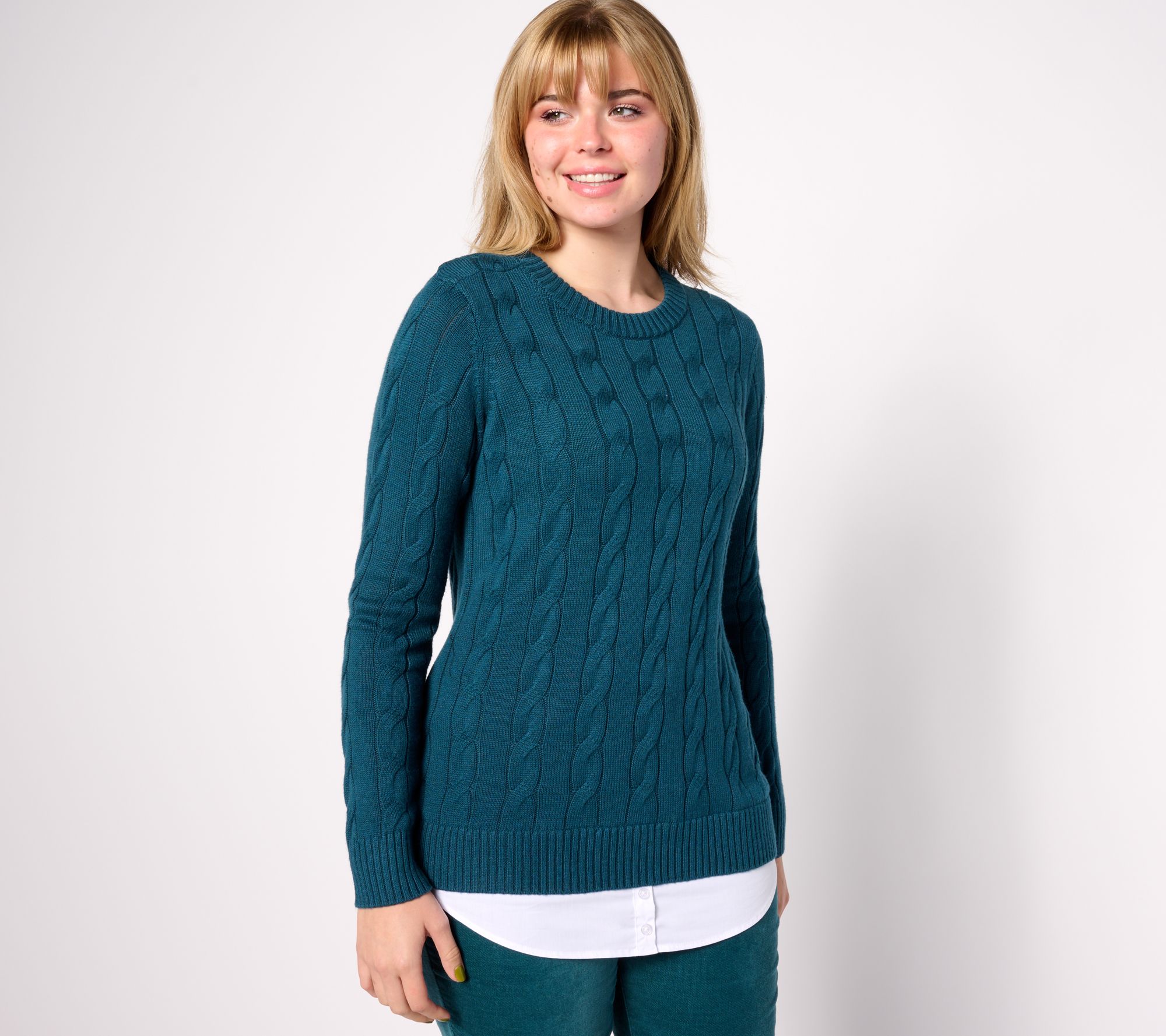Denim & Co. Adaptive Crewneck Long-Sleeve Sweater