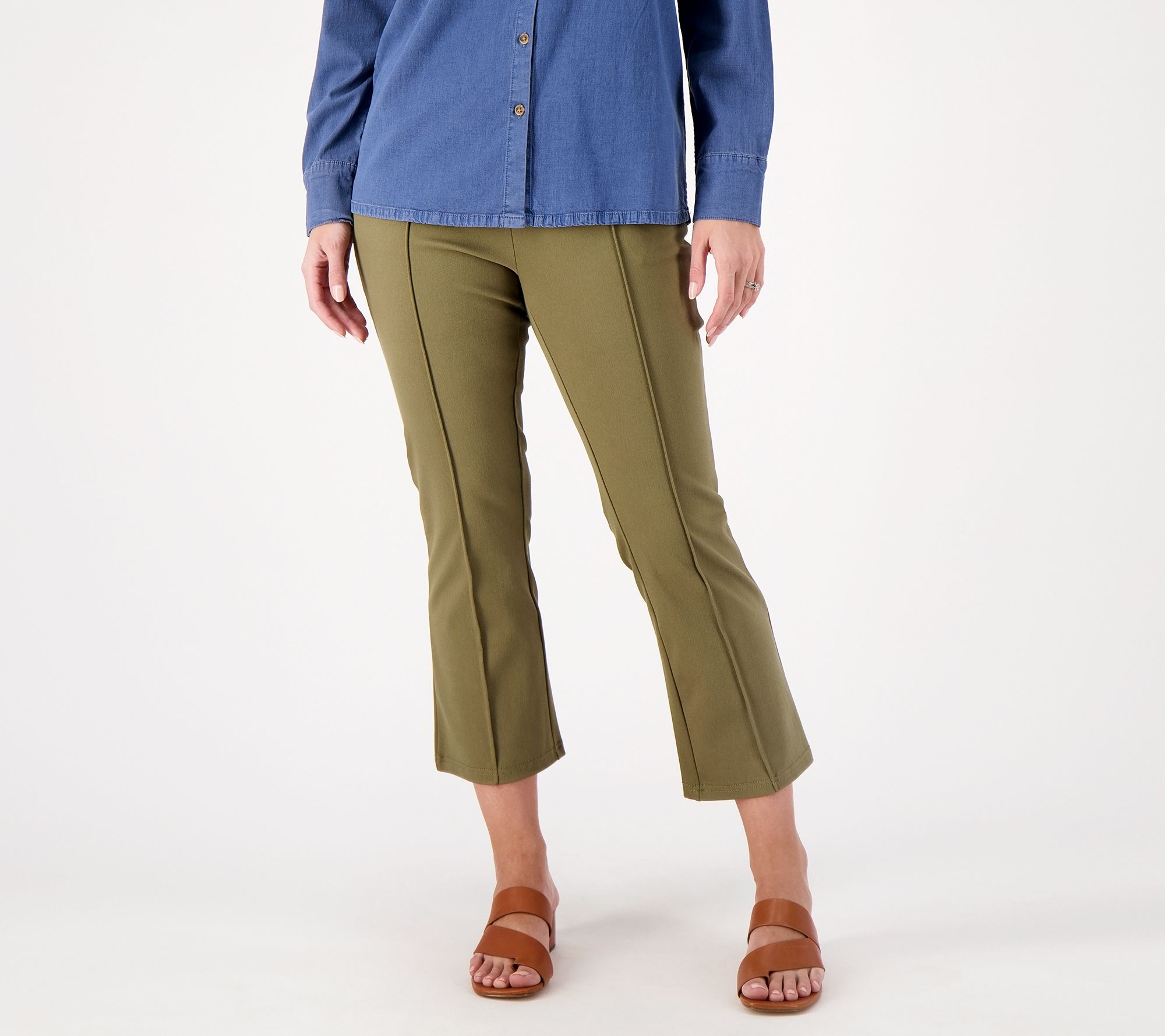 "As Is" Denim & Co. Knit Easy Flex Twill Crop Kick Pants