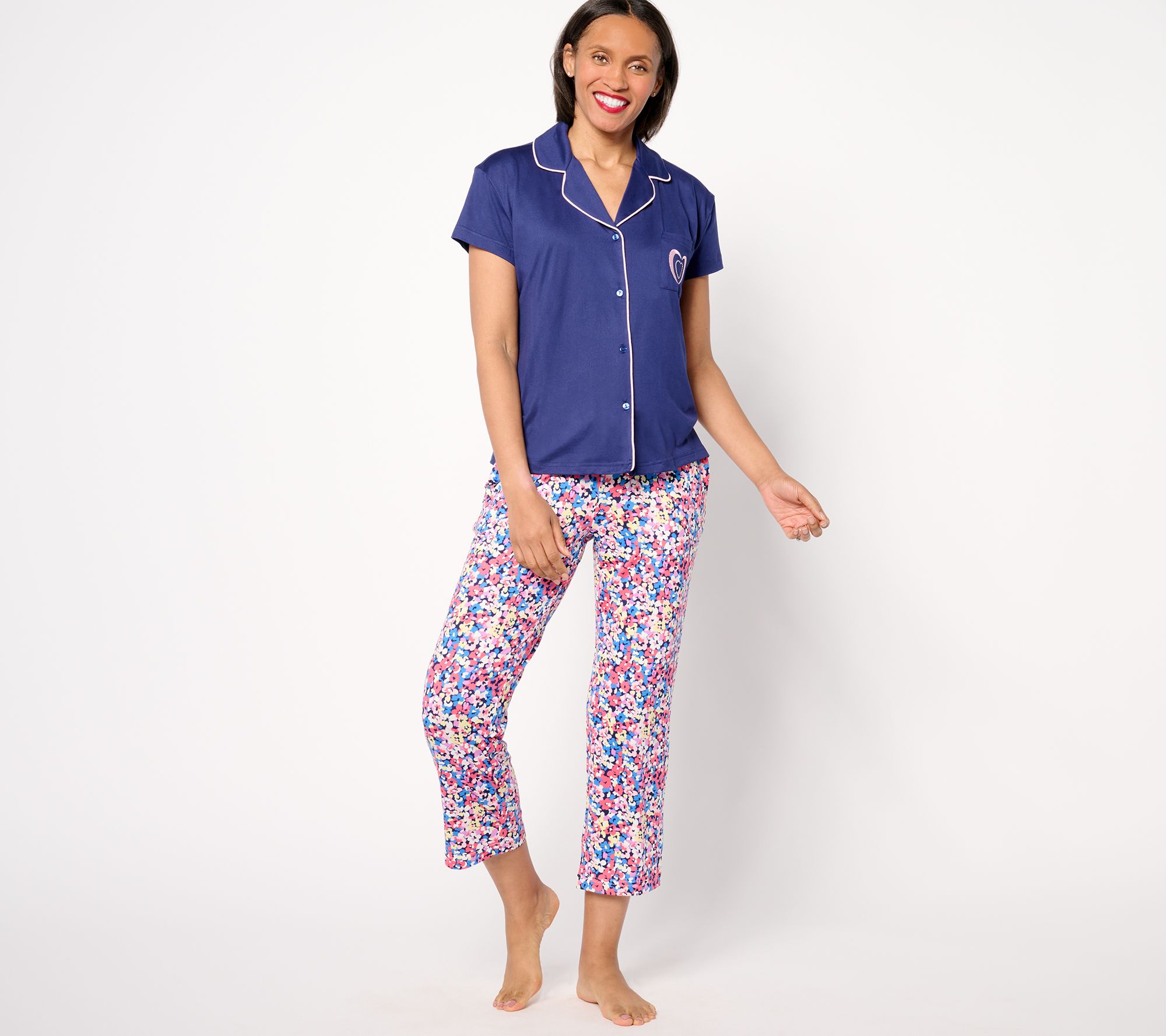 HOTOUCH Womens Pajama Set Plaid Short Sleeve Top Pants Sleepwear