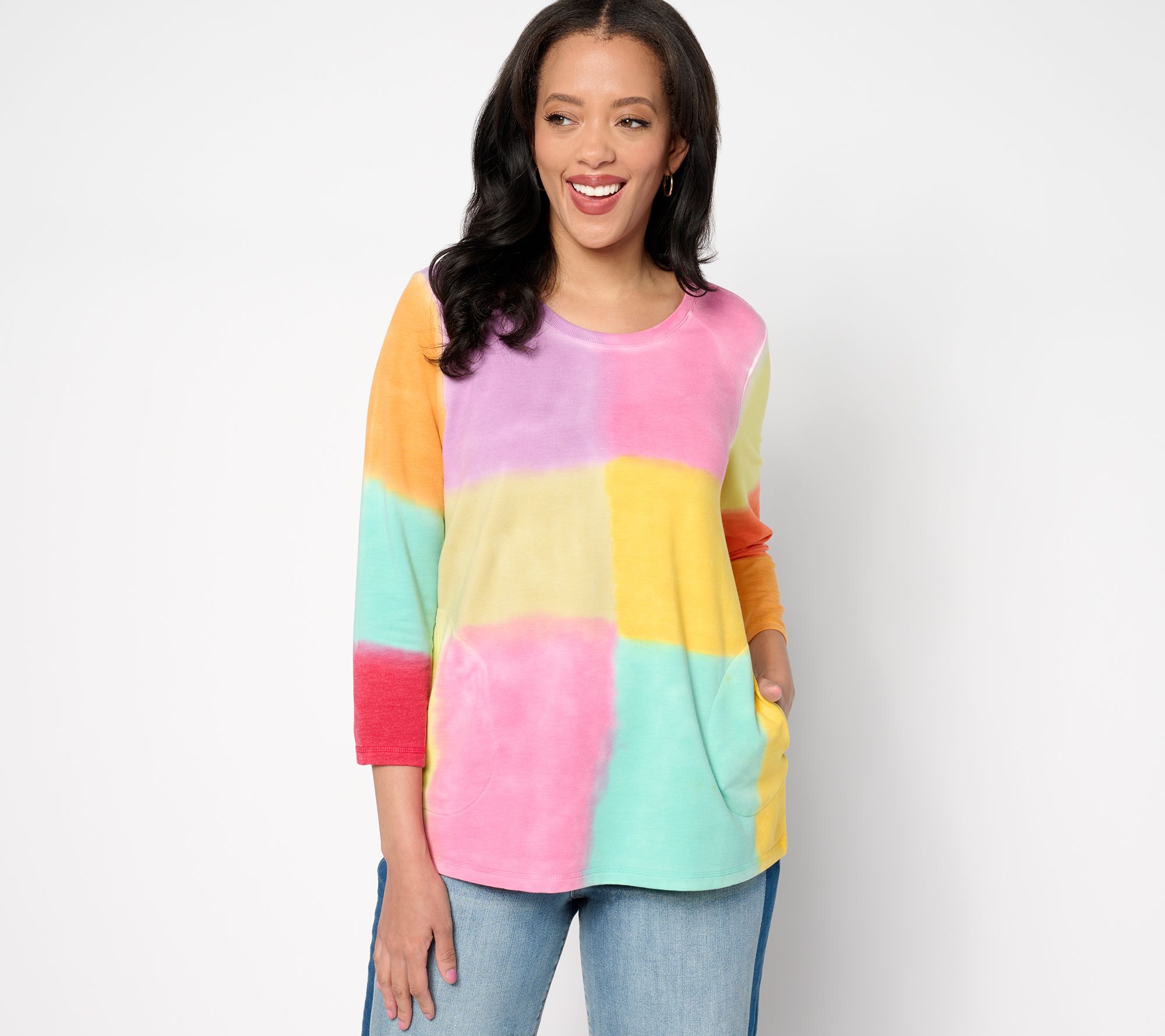 LOGO Life by Lori Goldstein 3/4 Sleeve Authentic Tie Dye Top