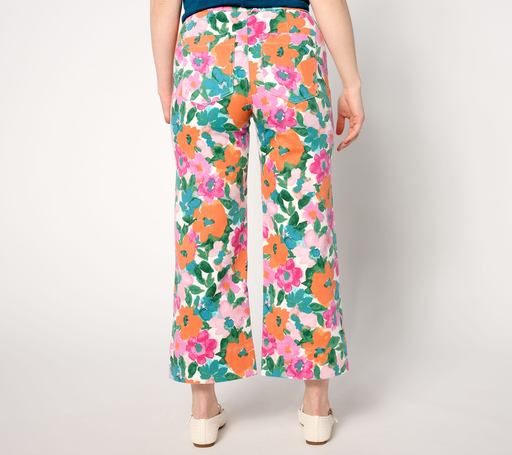 Isaac Mizrahi Live! Regular True Denim Printed Crop Wide Leg