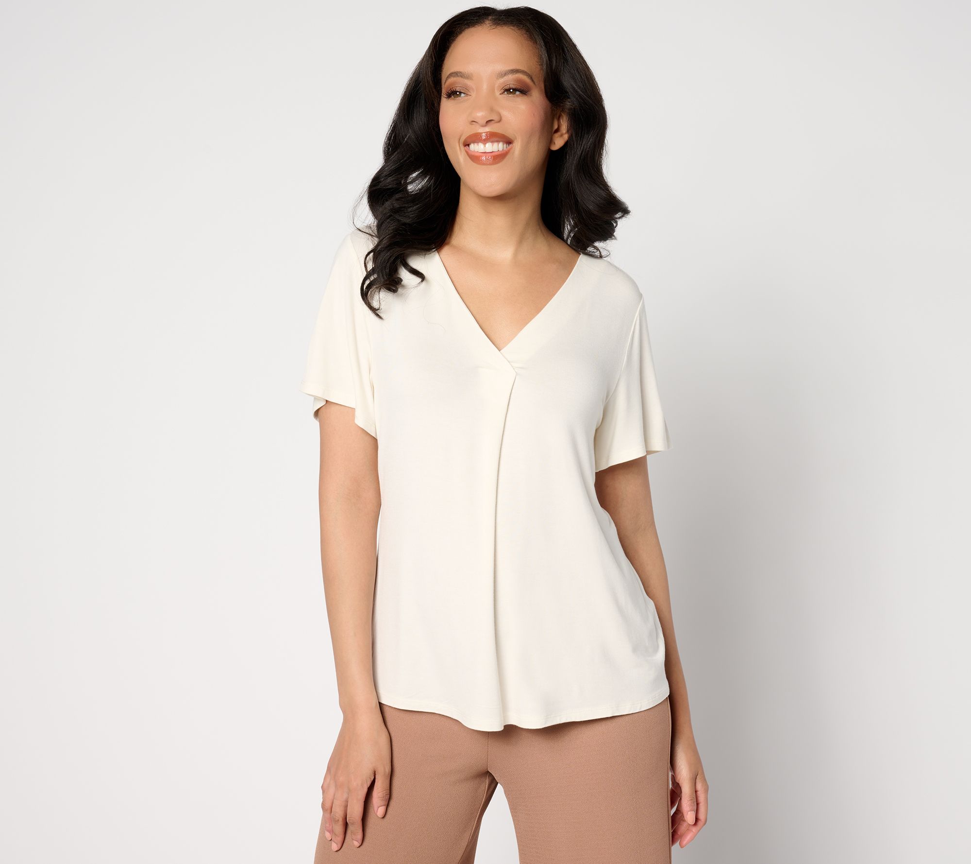 BEAUTIFUL by Lawrence Zarian Ecovero Jersey Knit V-Neck Top