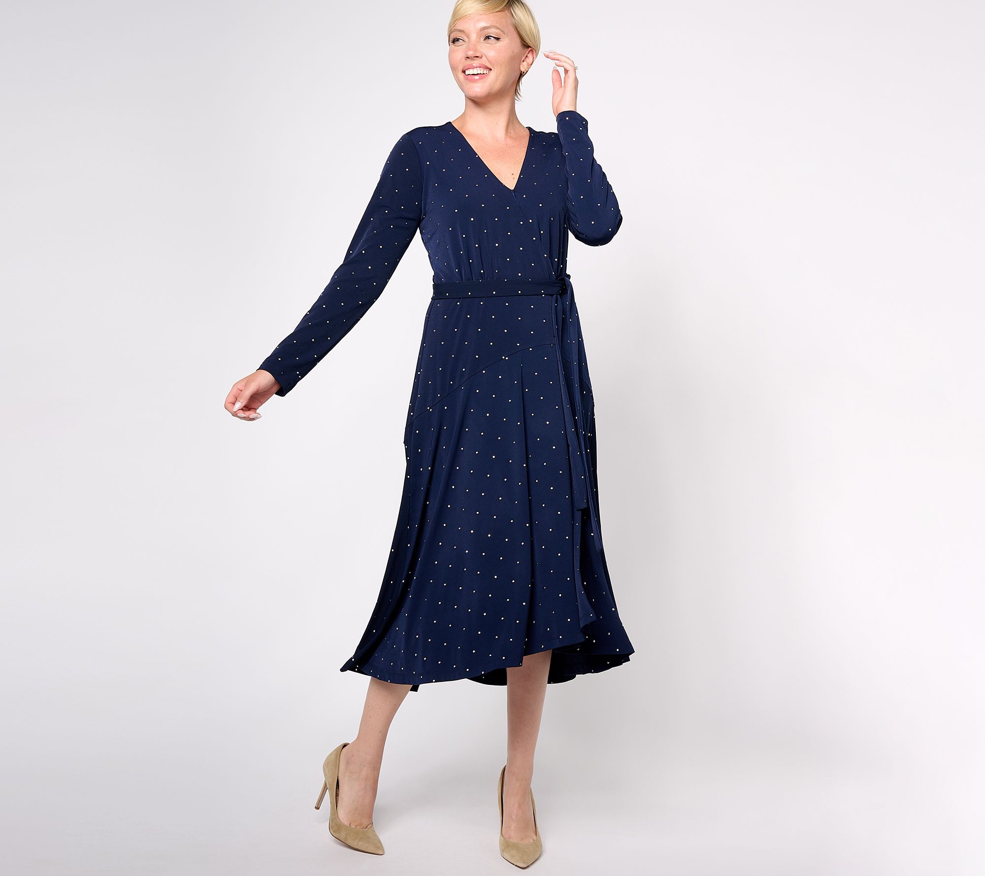 "As Is" Susan Graver Occasions Reg Embellished Wrap Dress