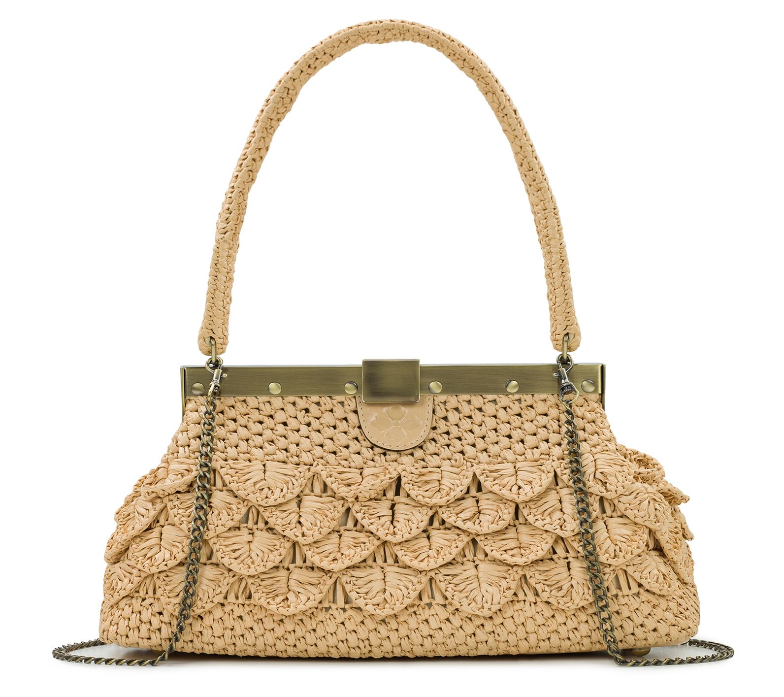 Patricia Nash Ferrara Scalloped Raffia FrameLeather Bag - QVC.com