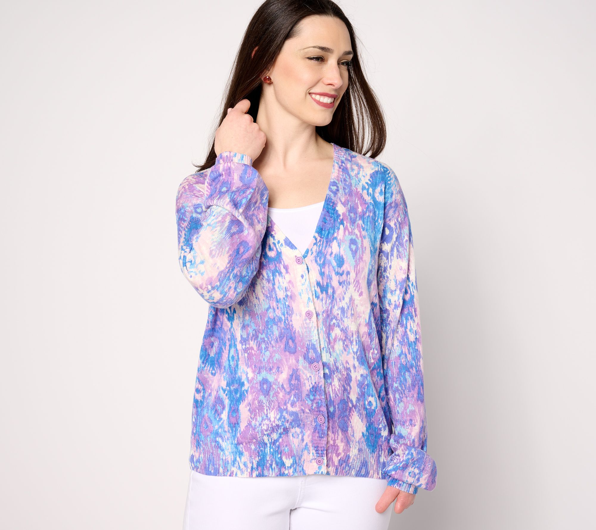 "As Is" Denim & Co Canyon Retreat V-Neck Button Front Cardigan