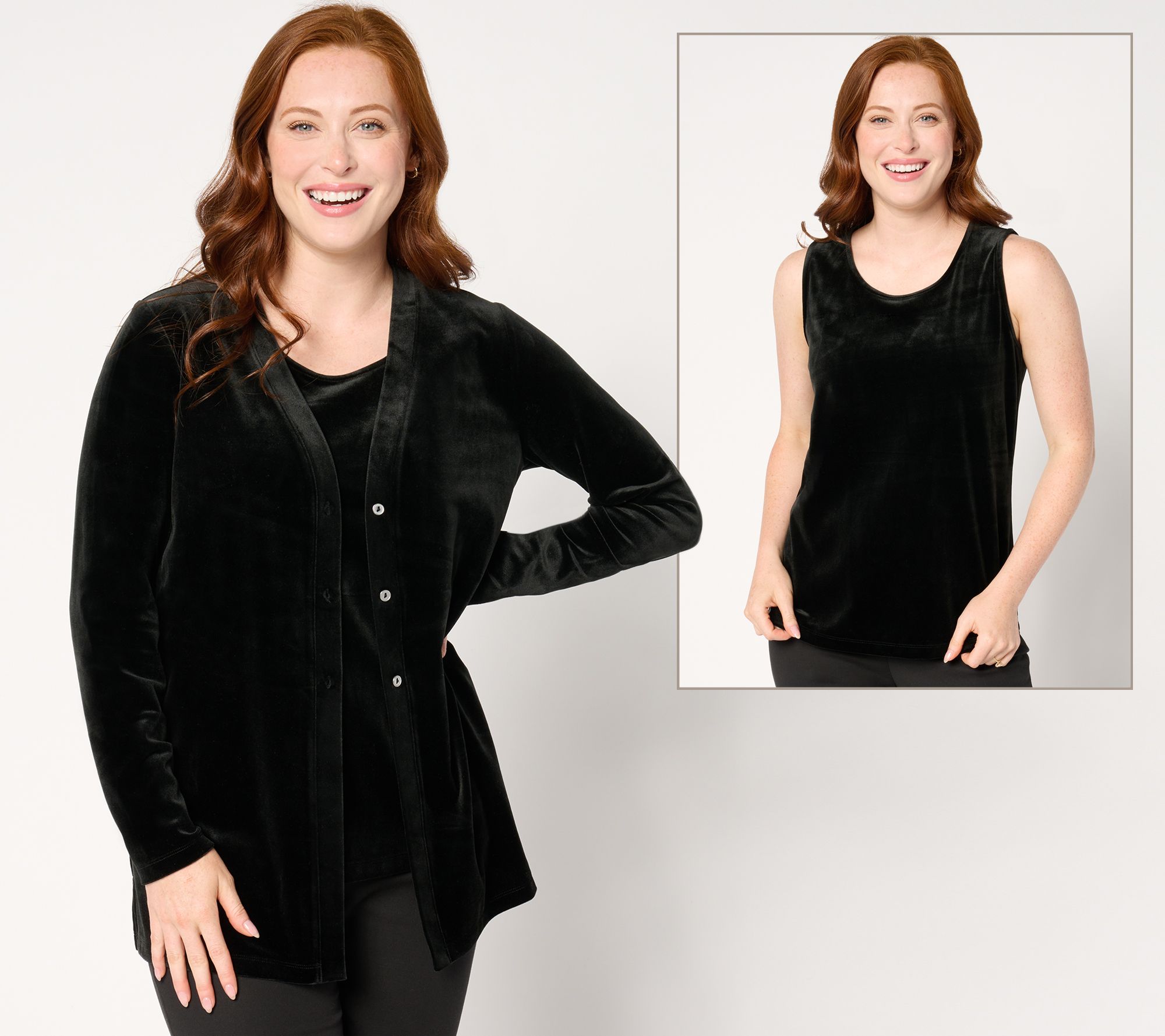 Denim & Co. Archives Velvet Cardigan & Tank Set