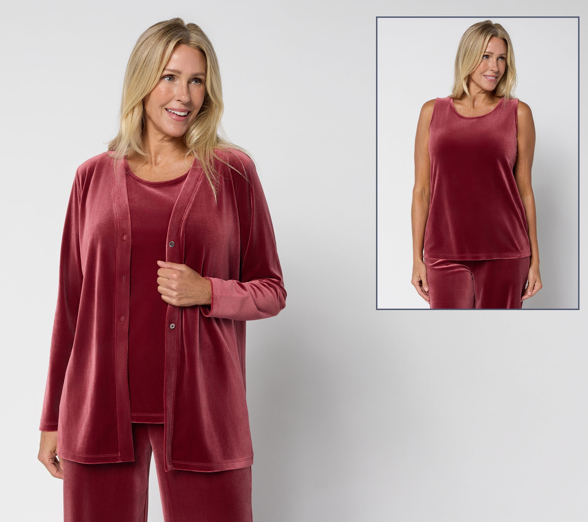 Denim & Co. Archives Velvet Cardigan & Tank Set