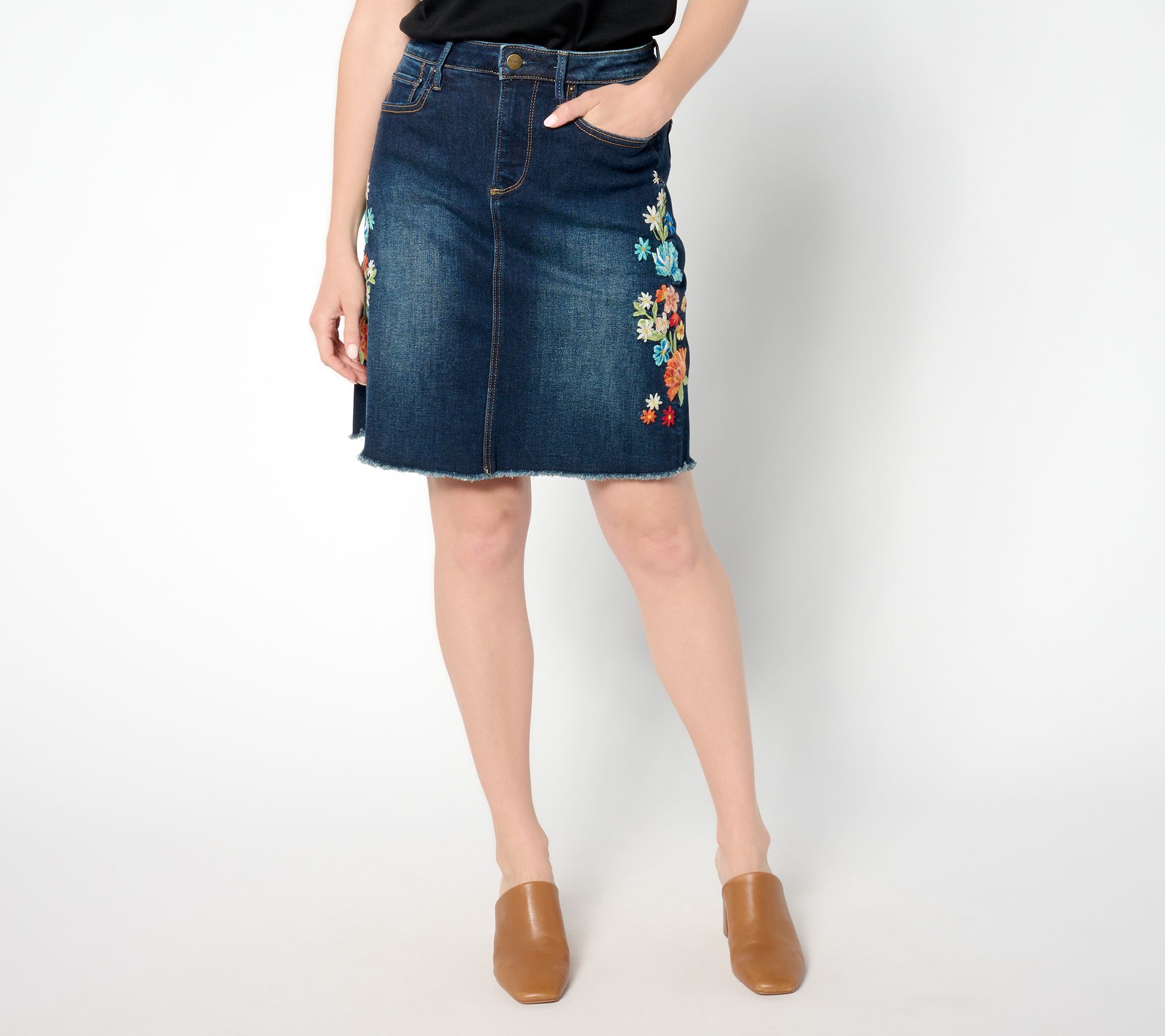 "As Is" Driftwood Jeans Saydi Embroider Skirt- Bouquet