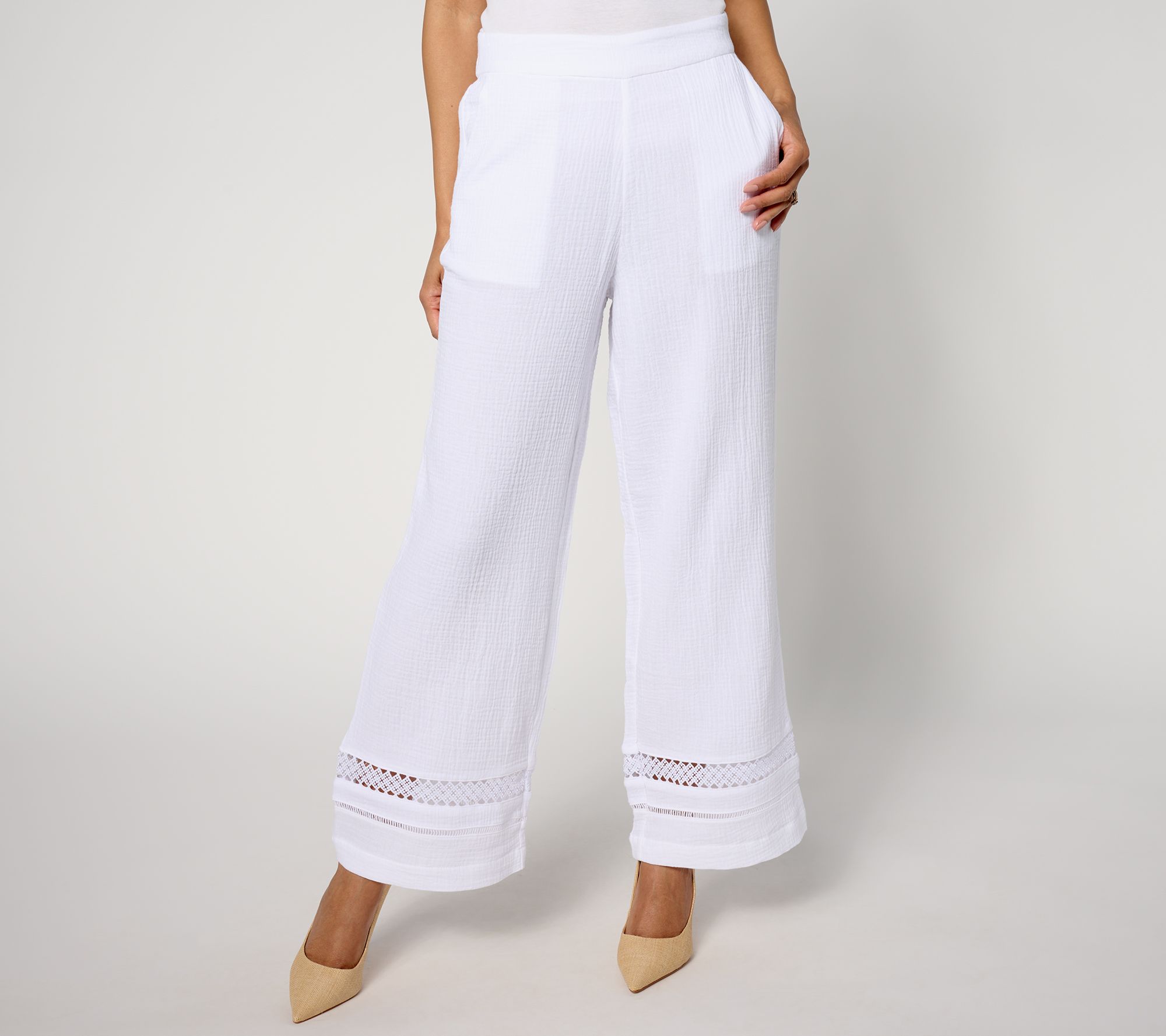 "As Is" Isaac Mizrahi Live! Tall Gauze Wide Leg Ankle Pants
