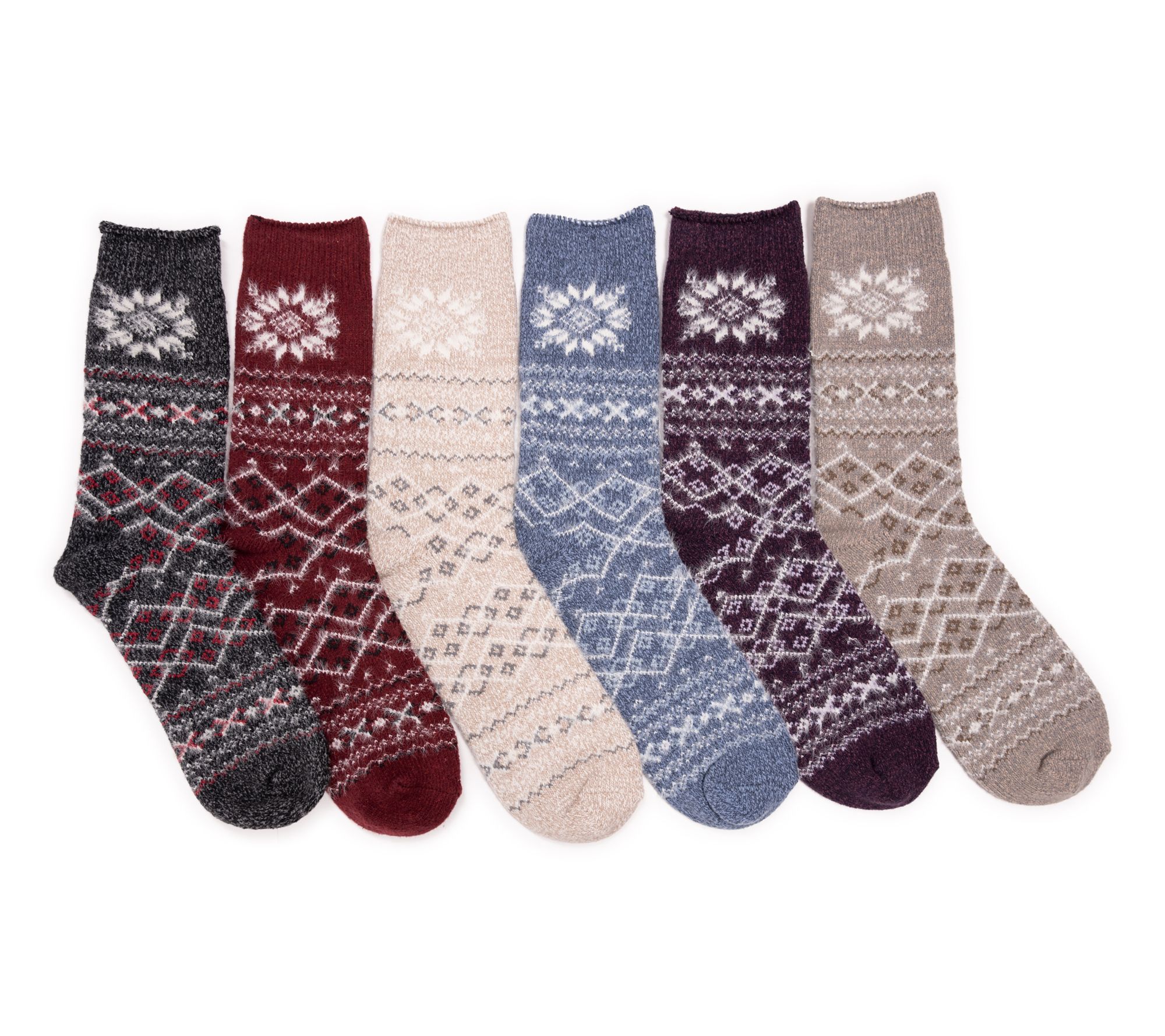  MUK LUKS Women's Set of 6 Cozy Microfiber Boot Socks