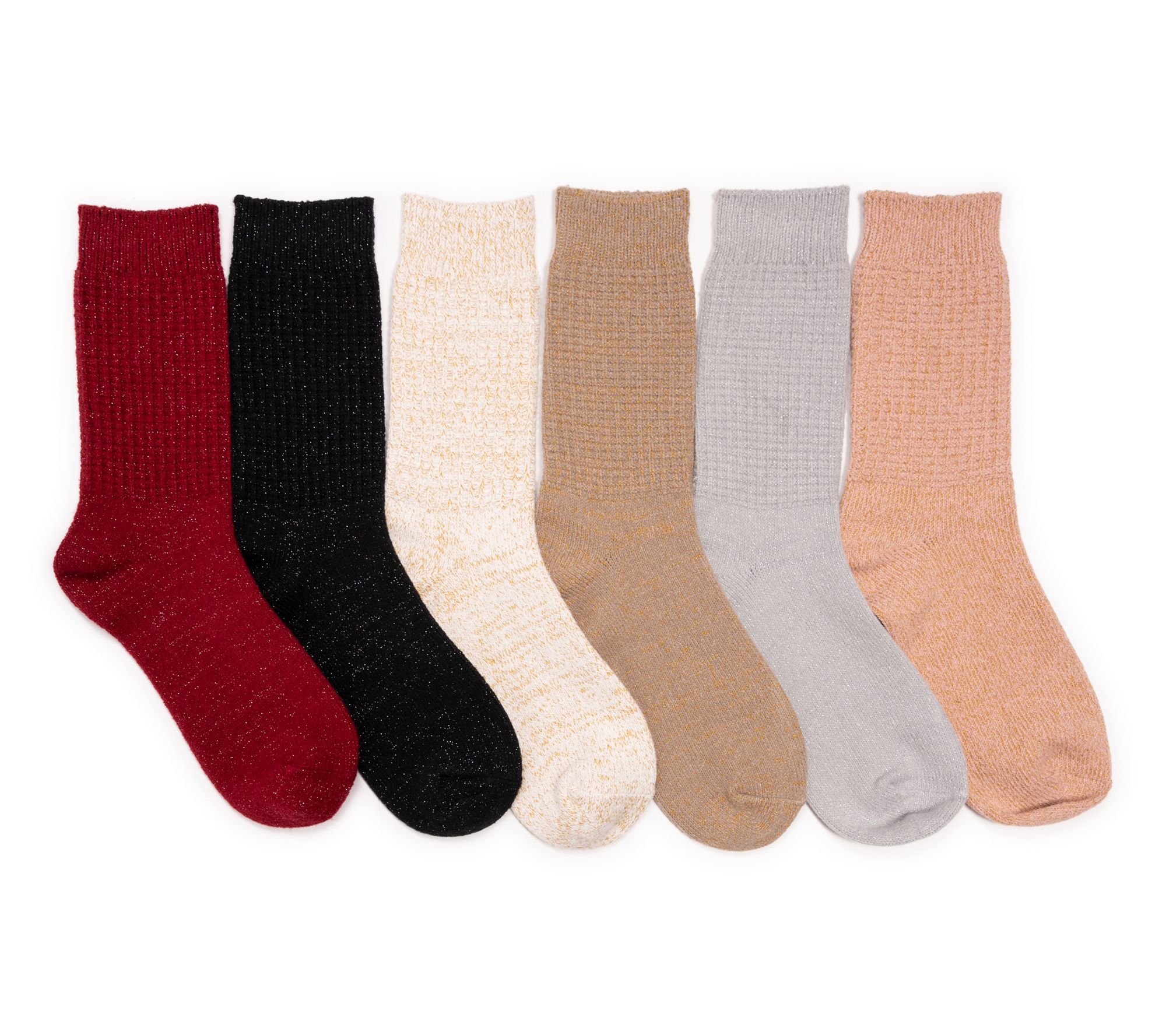 MUK LUKS Women's Set of 6 Cozy Microfiber Boot Socks
