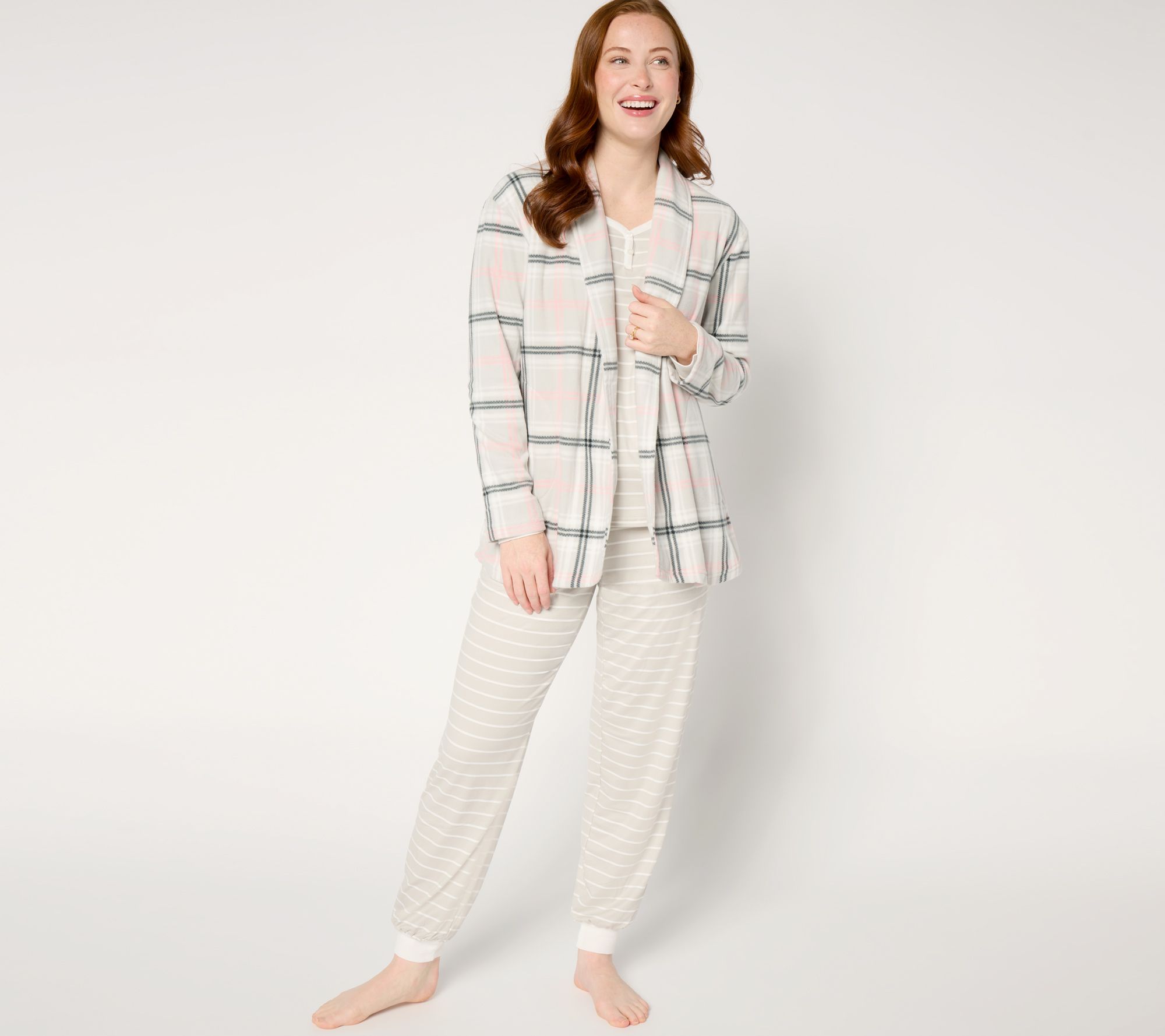 MUK LUKS Dream Cloud Pajama & Microfleece Cardigan Set