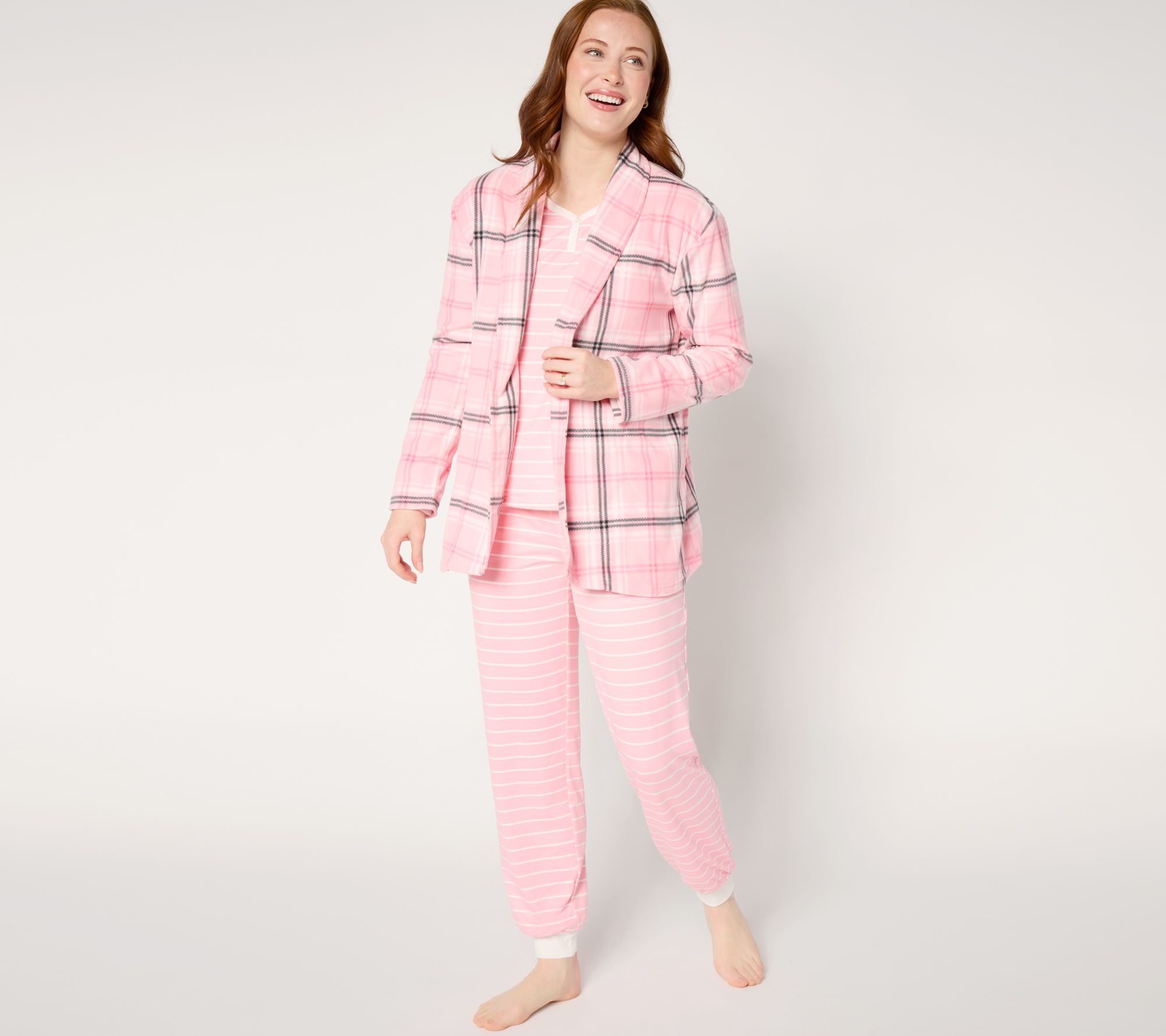 MUK LUKS Dream Cloud Pajama & Microfleece Cardigan Set