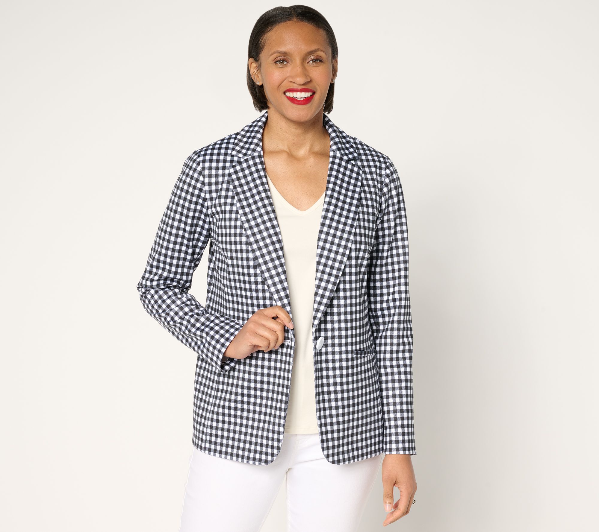 Tailored by Susan Graver Petite Printed Ponte Blazer