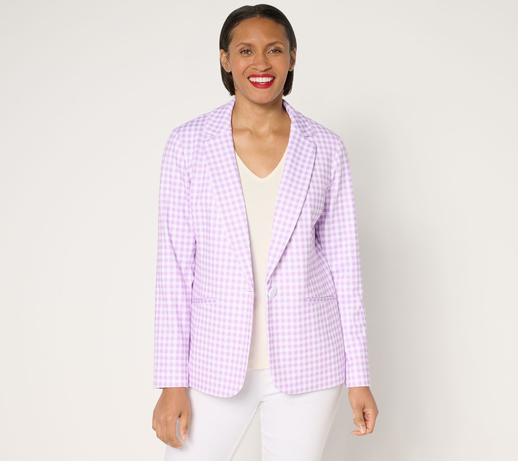 Tailored by Susan Graver Petite Printed Ponte Blazer