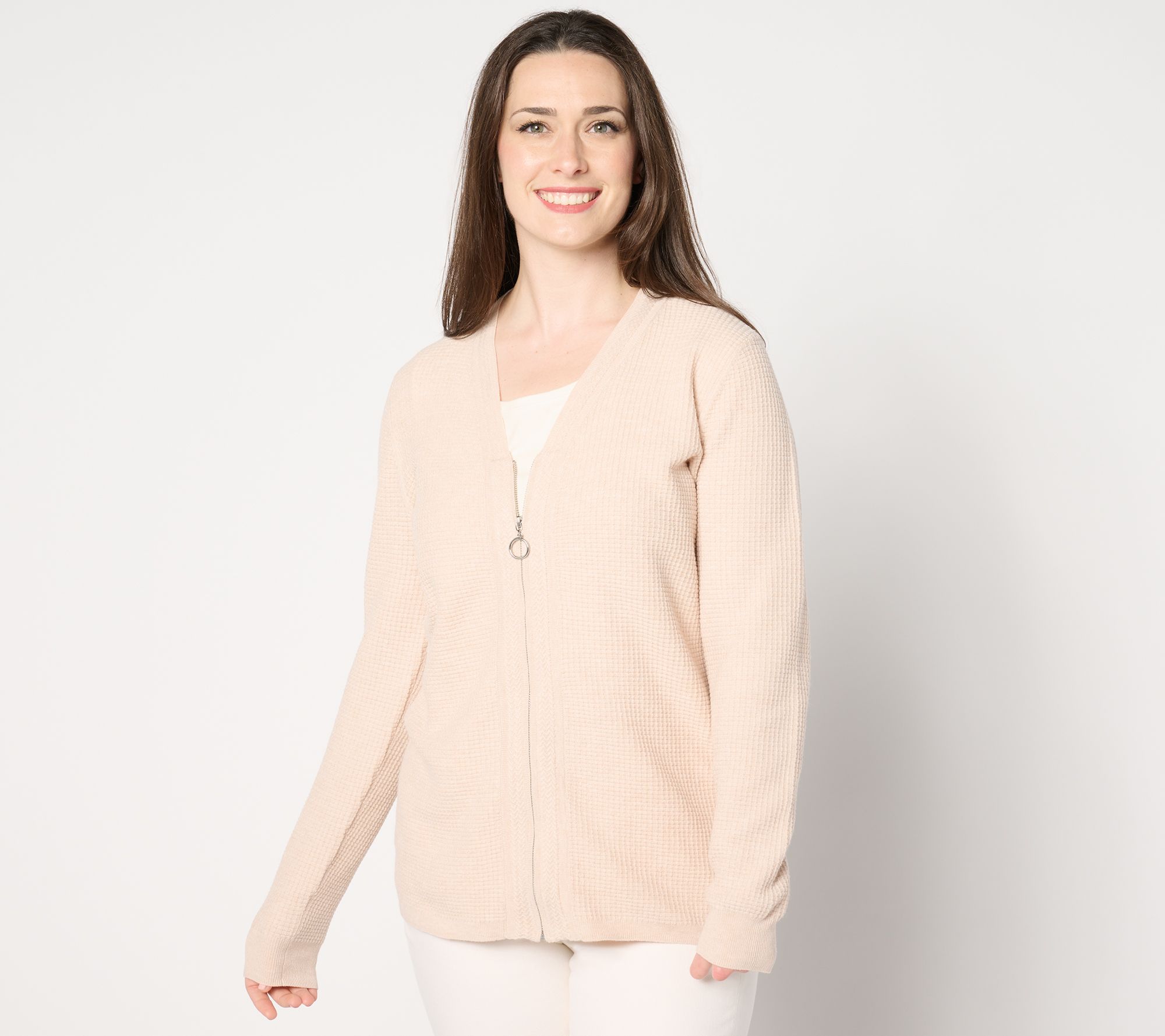 "As Is" Sport Savvy Zip Front Long Sleeve Cardigan