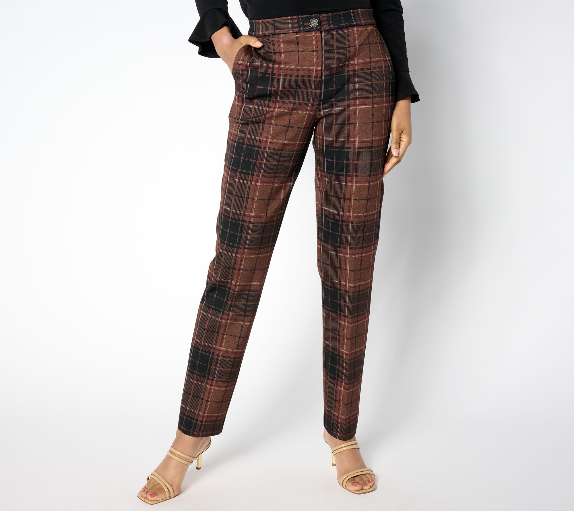 "As Is" Tailored by Susan Graver Pet Ponte Zip- Front Trousers