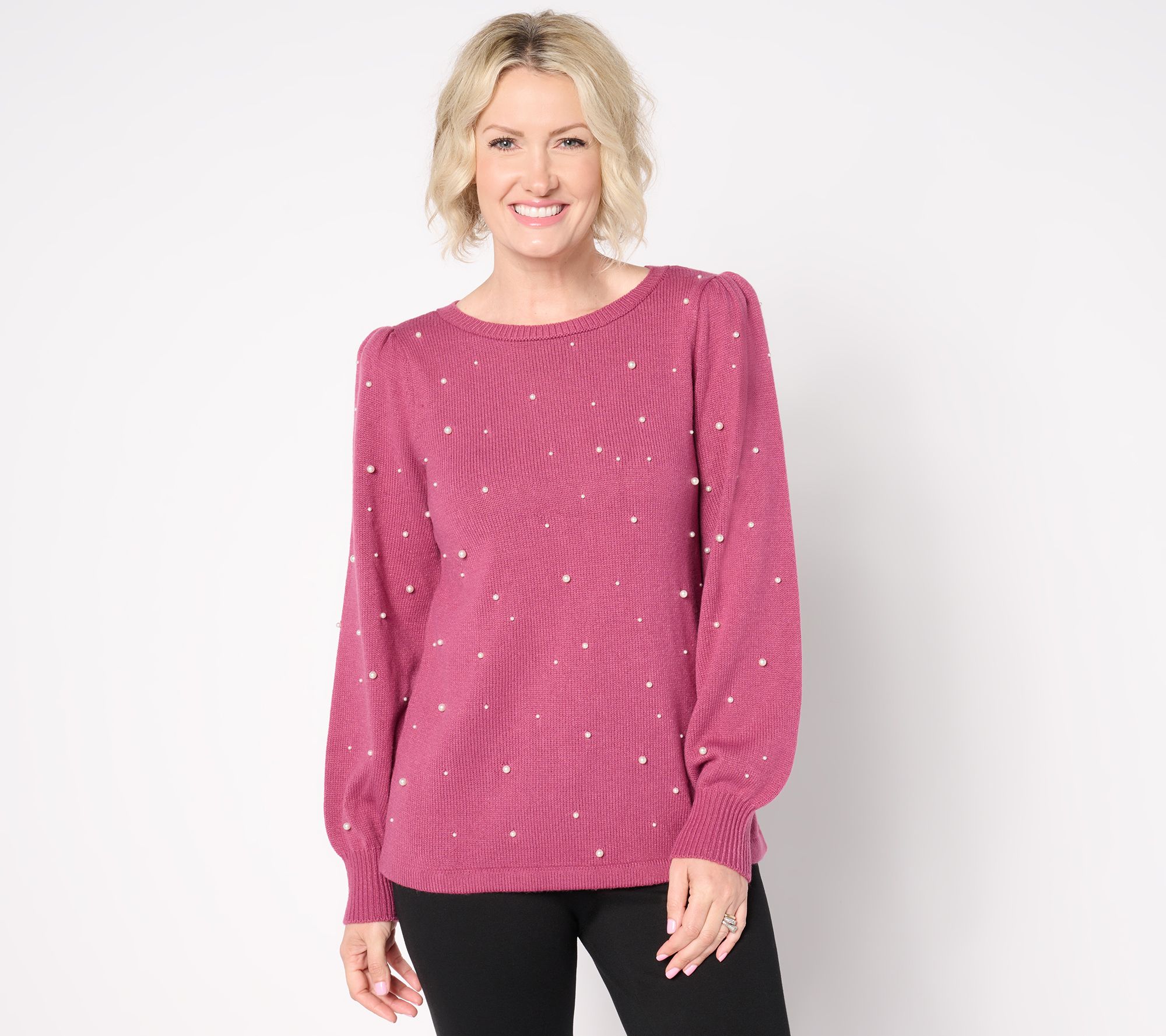 "As Is" Dennis Basso Fashion Sweater with Pearl Embellishment