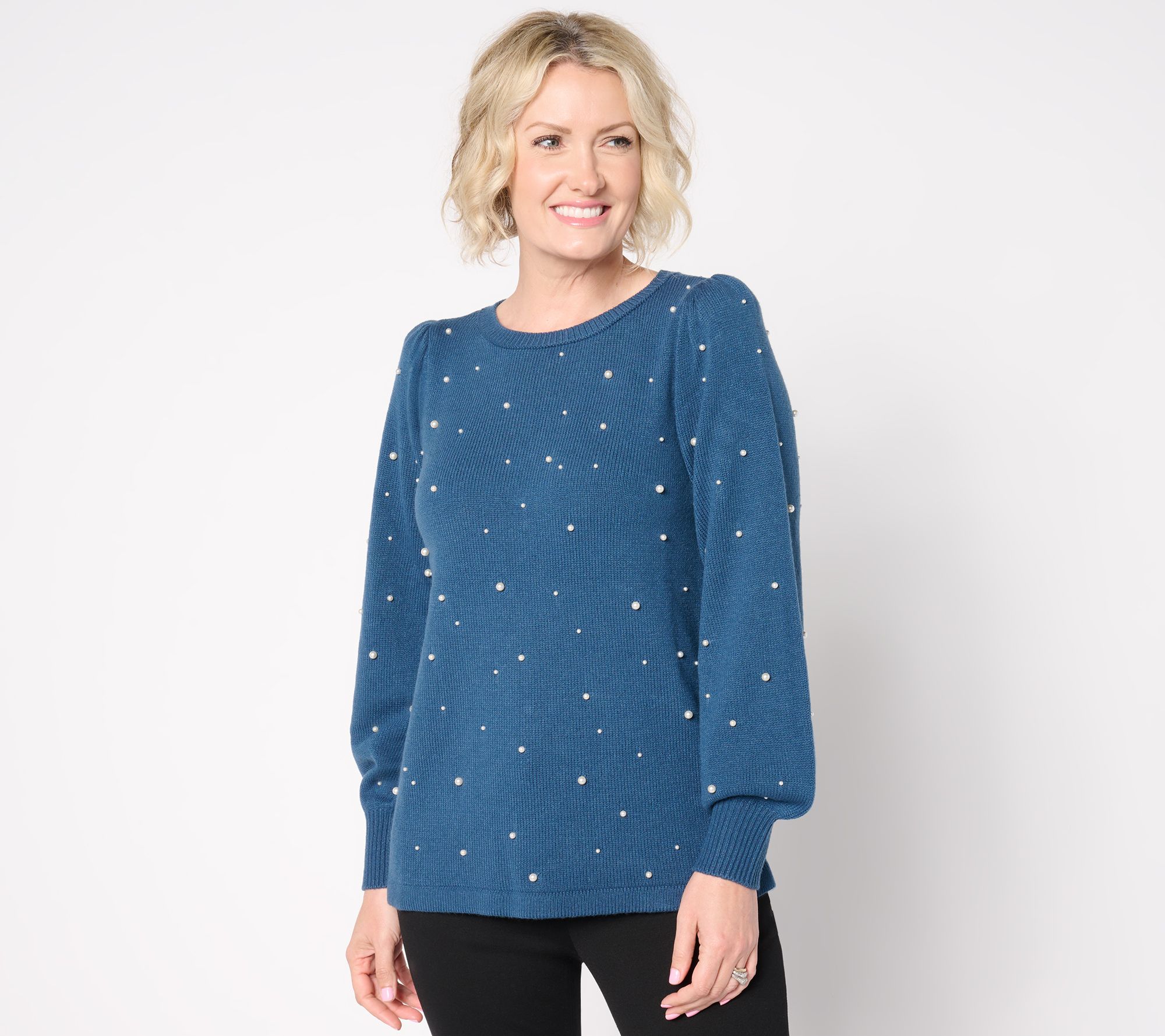 "As Is" Dennis Basso Fashion Sweater with Pearl Embellishment