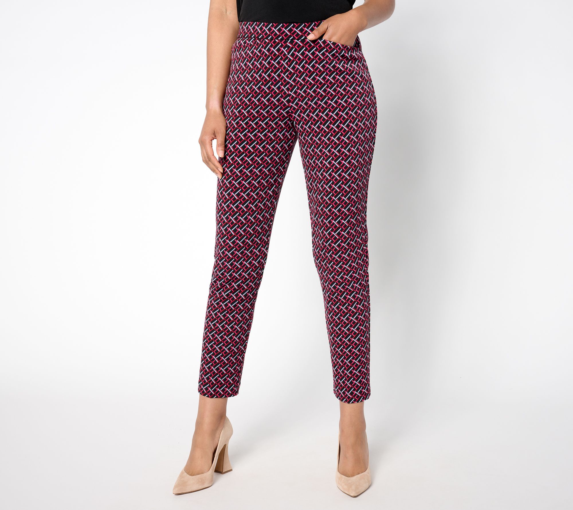 "As Is" GRAVER Susan Graver Petite Printed LK Fusion Ava Slim Pants
