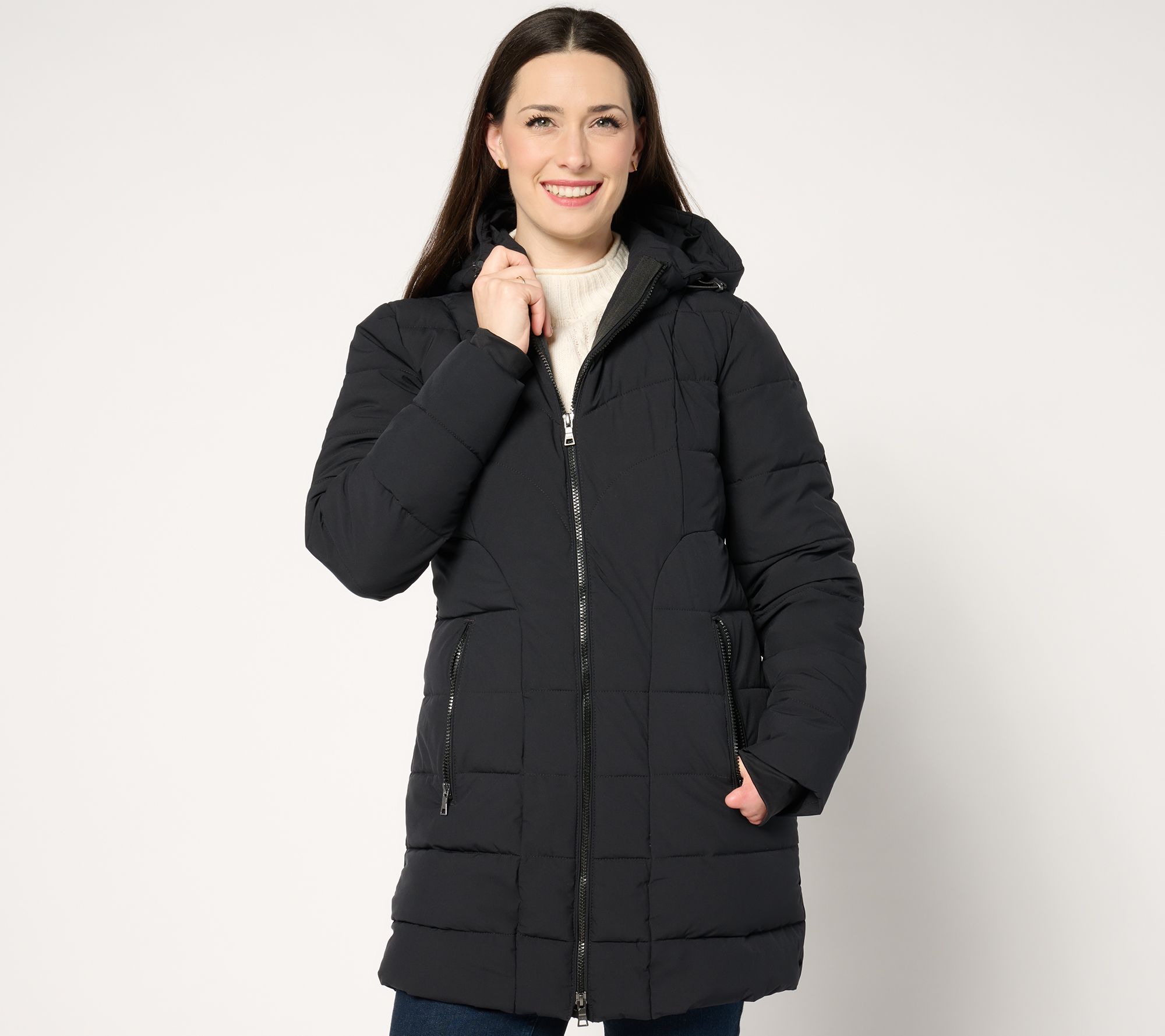 "As Is" Nuage Stretch Puffer Coat with Attached Hood