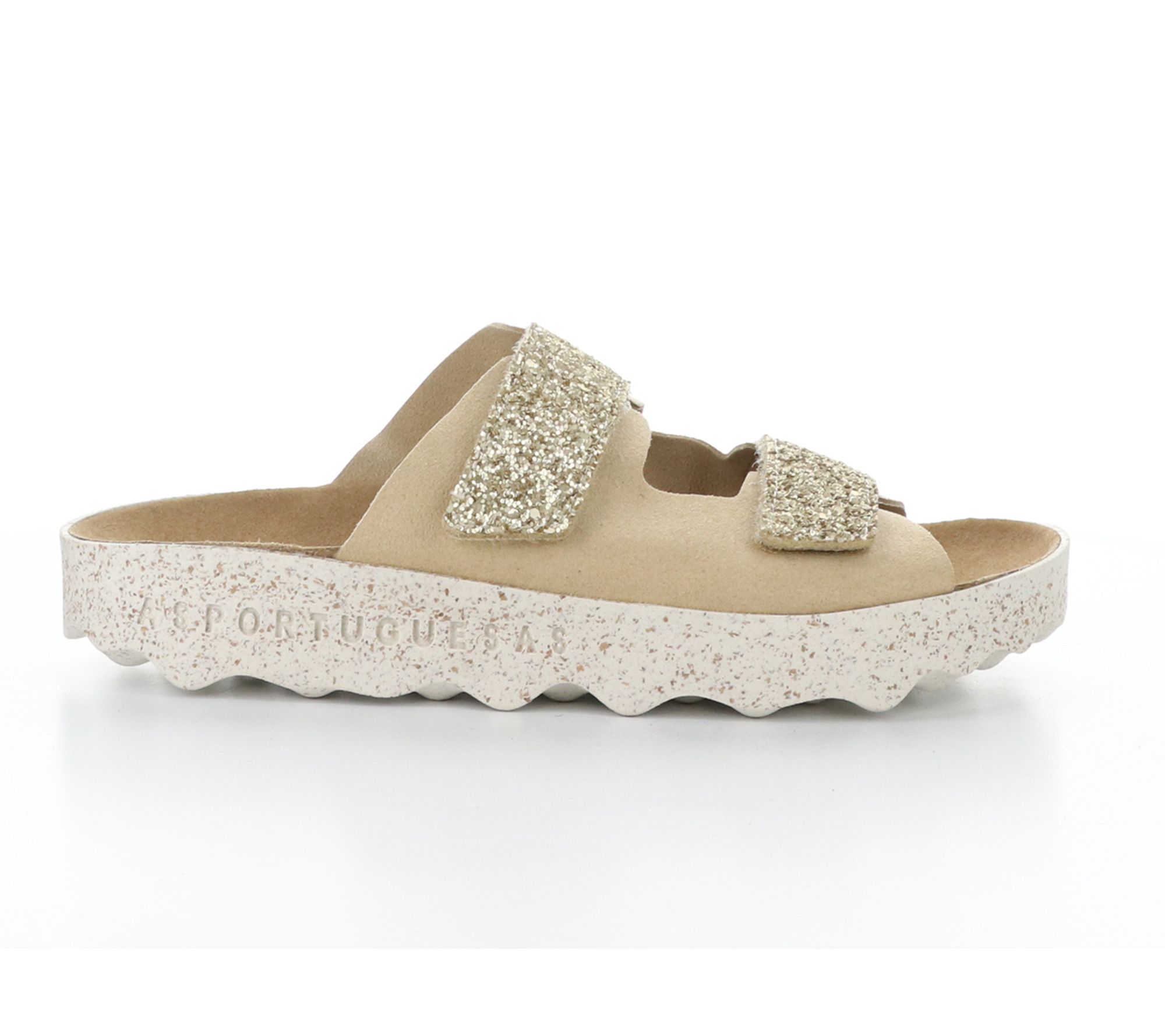 Asportuguesas Faux Suede/Glitter Slip-On  Sandal
