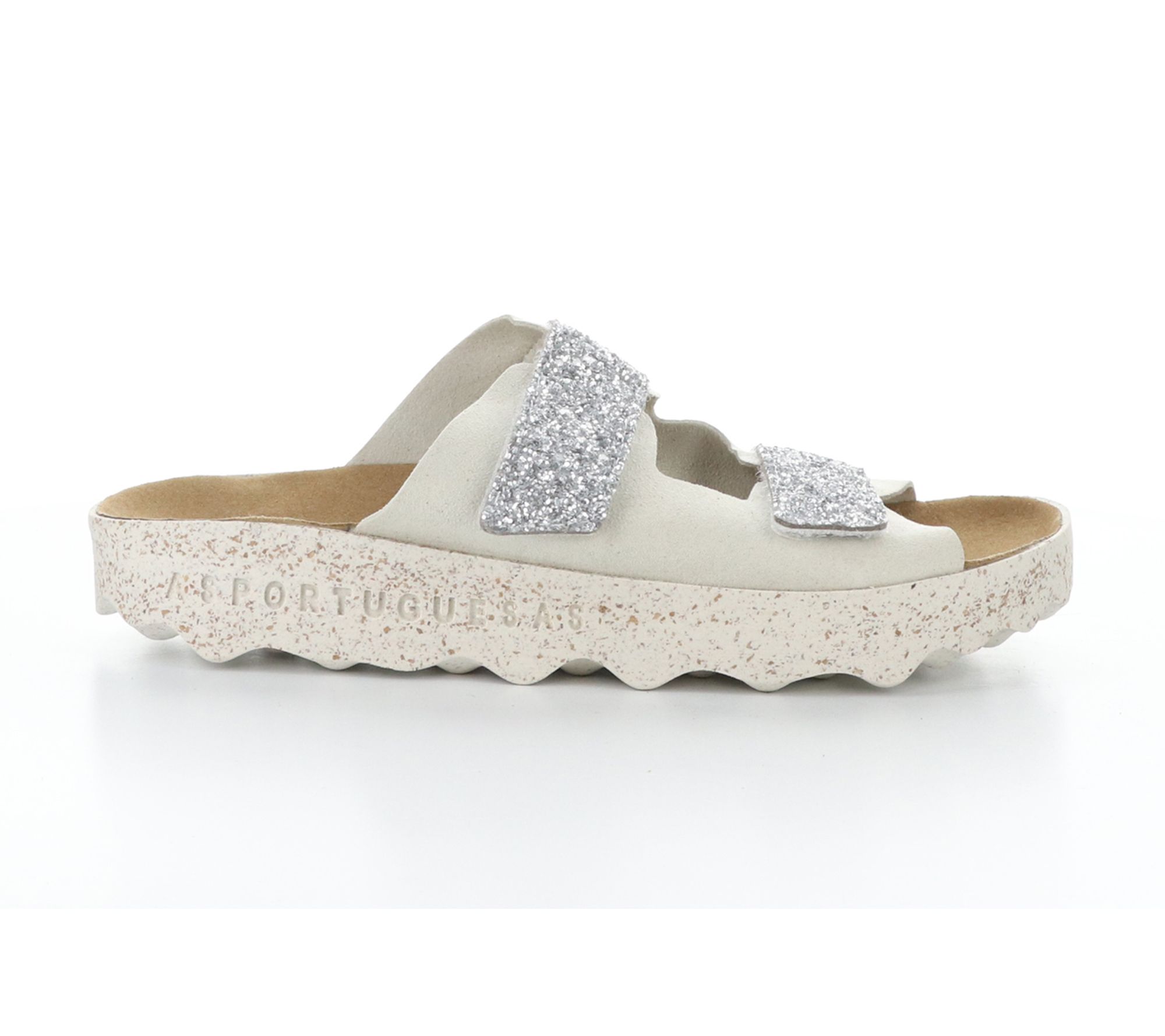 Asportuguesas Faux Suede/Glitter Slip-On  Sandal